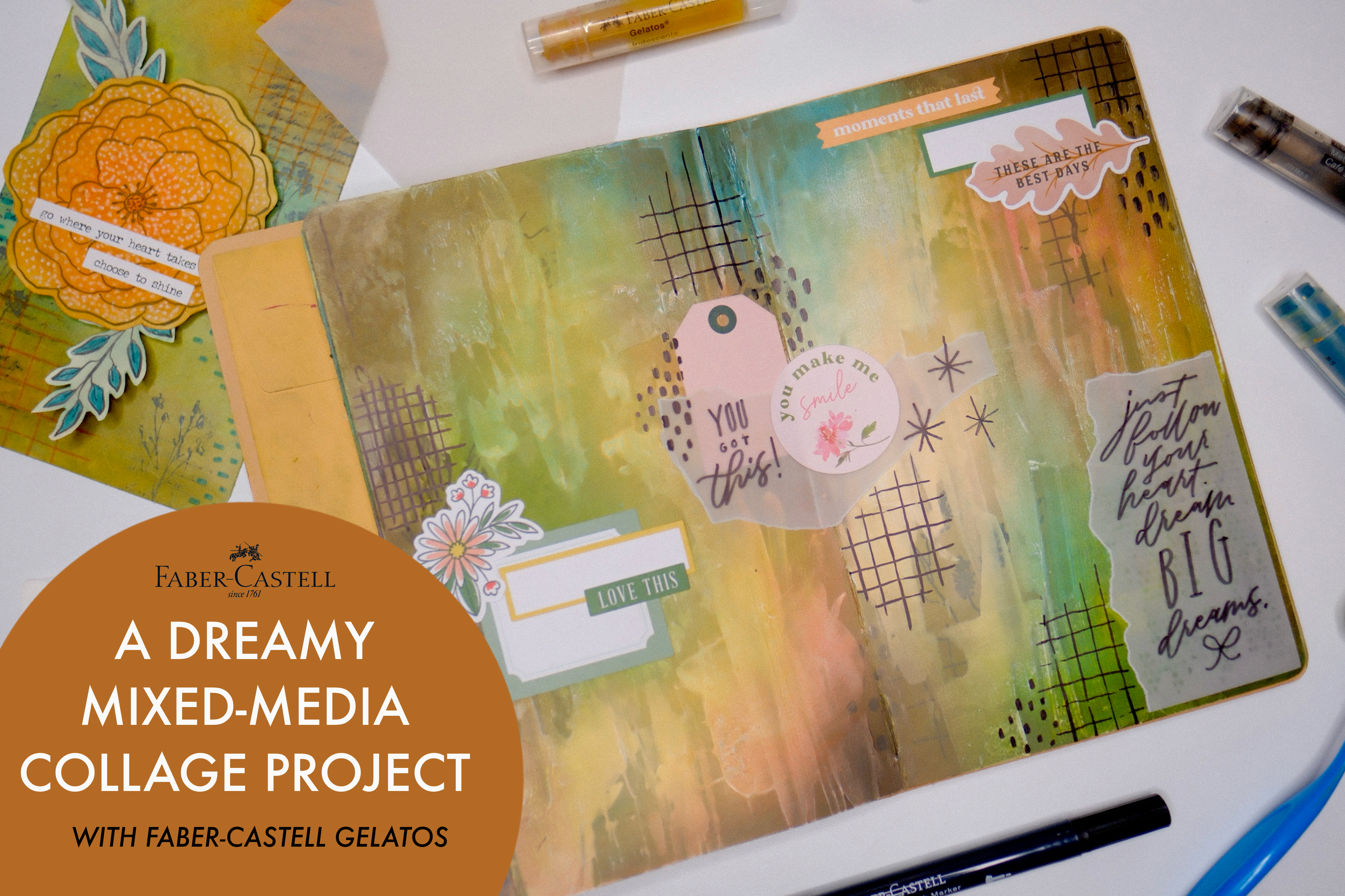 A Dreamy Mixed Media Collage with Faber-Castell Art Crayons