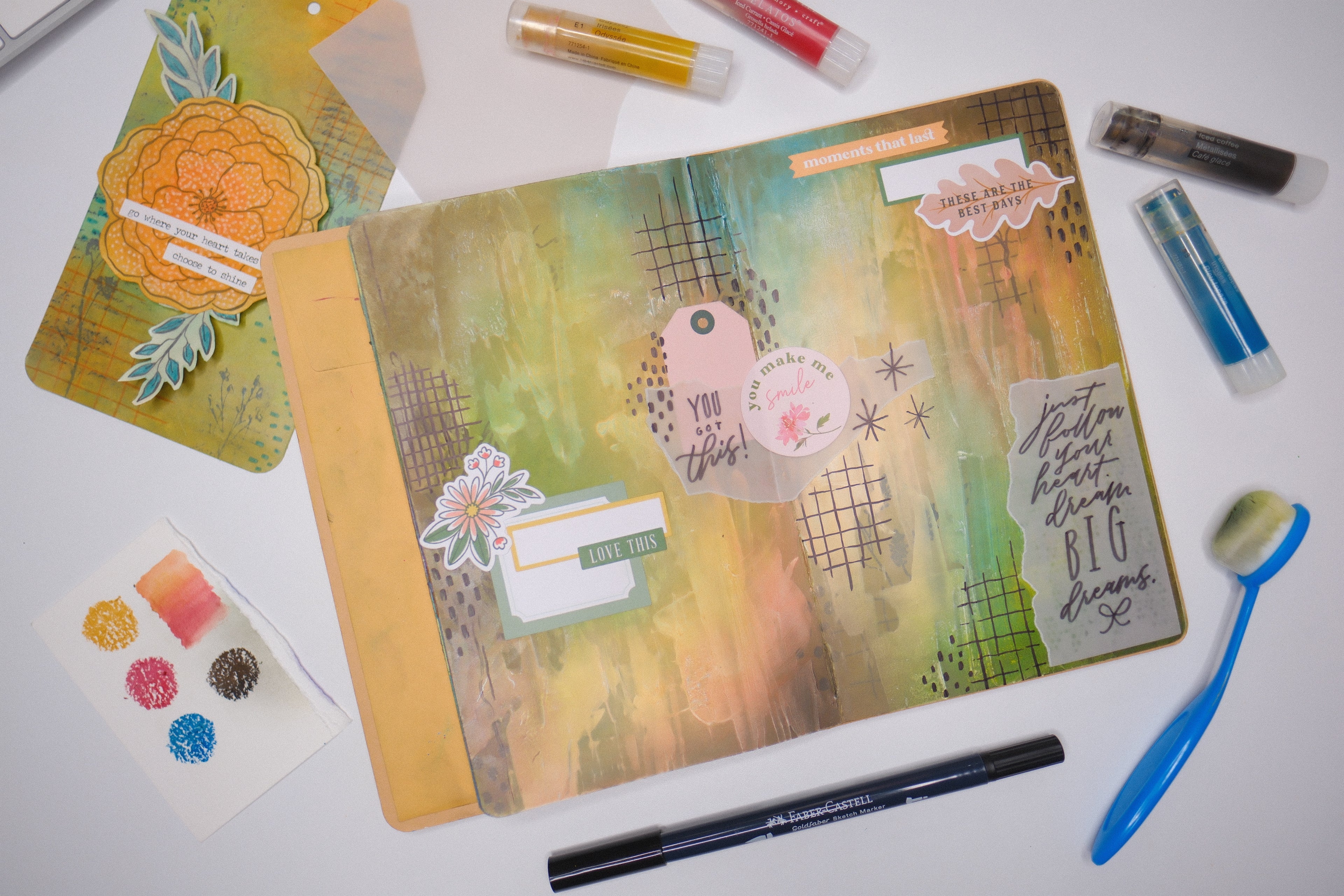 A Dreamy Mixed Media Collage with Faber-Castell Art Crayons