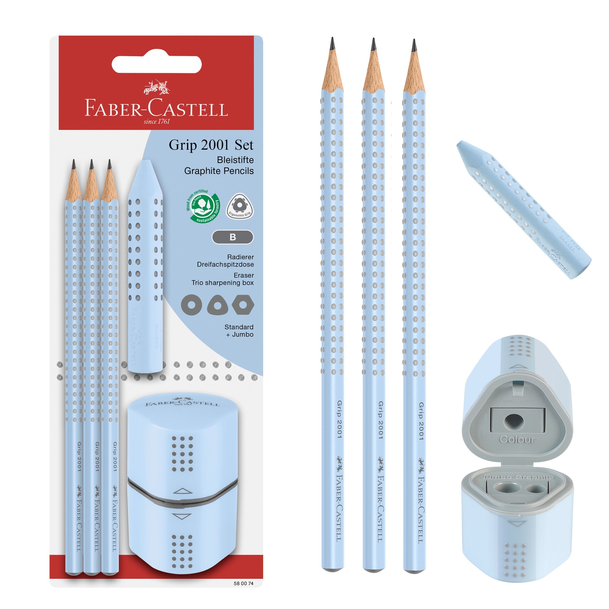 Grip Graphite Pencils & Accessories Set, Sky Blue - #FC580074
