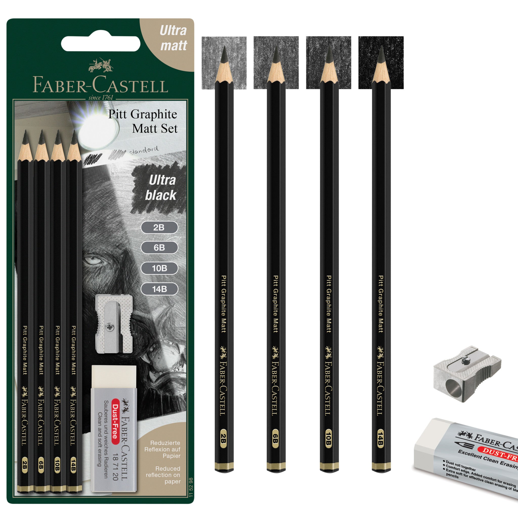 Pitt Graphite Matte, Sketching Set (2B, 6B, 10B, 14B) - #FC115298