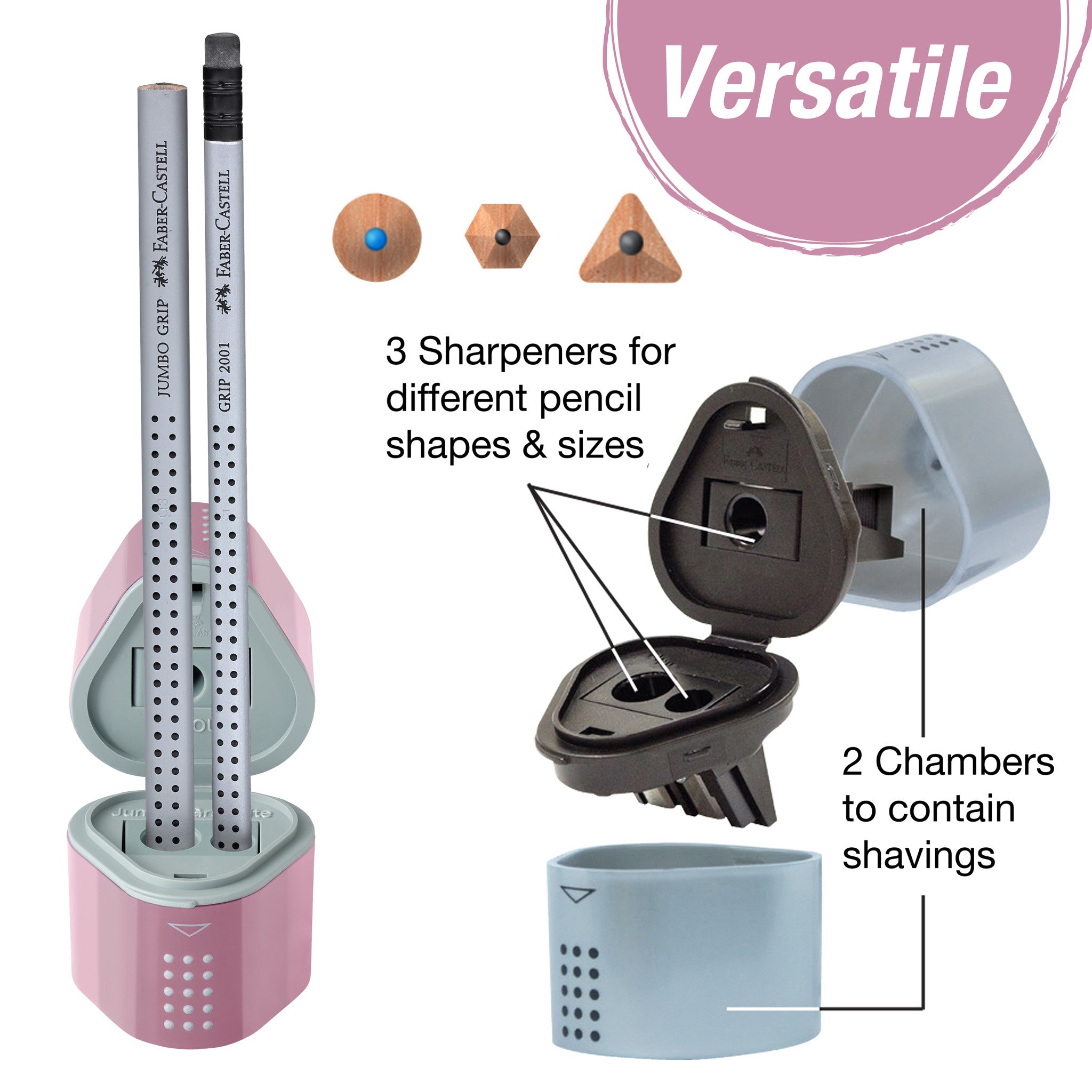 Grip Trio Pencil Sharpener, Rose Shadows - #FC770307