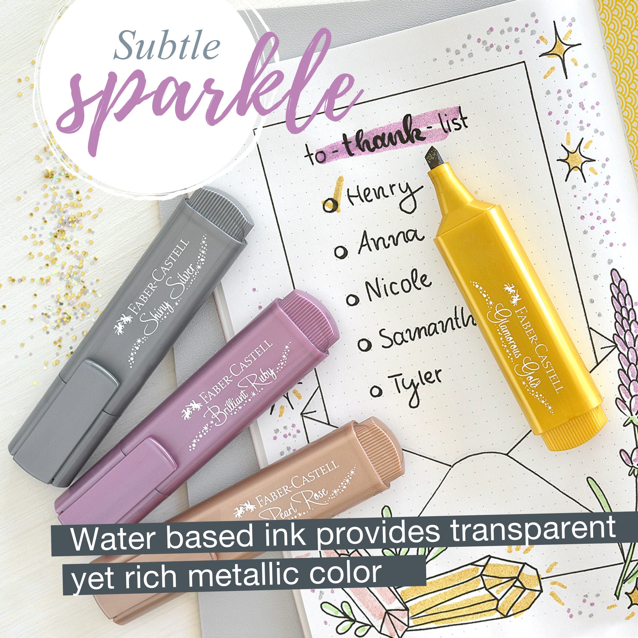 Highlighters, Metallic Colors - Box of 4 - #FC154623