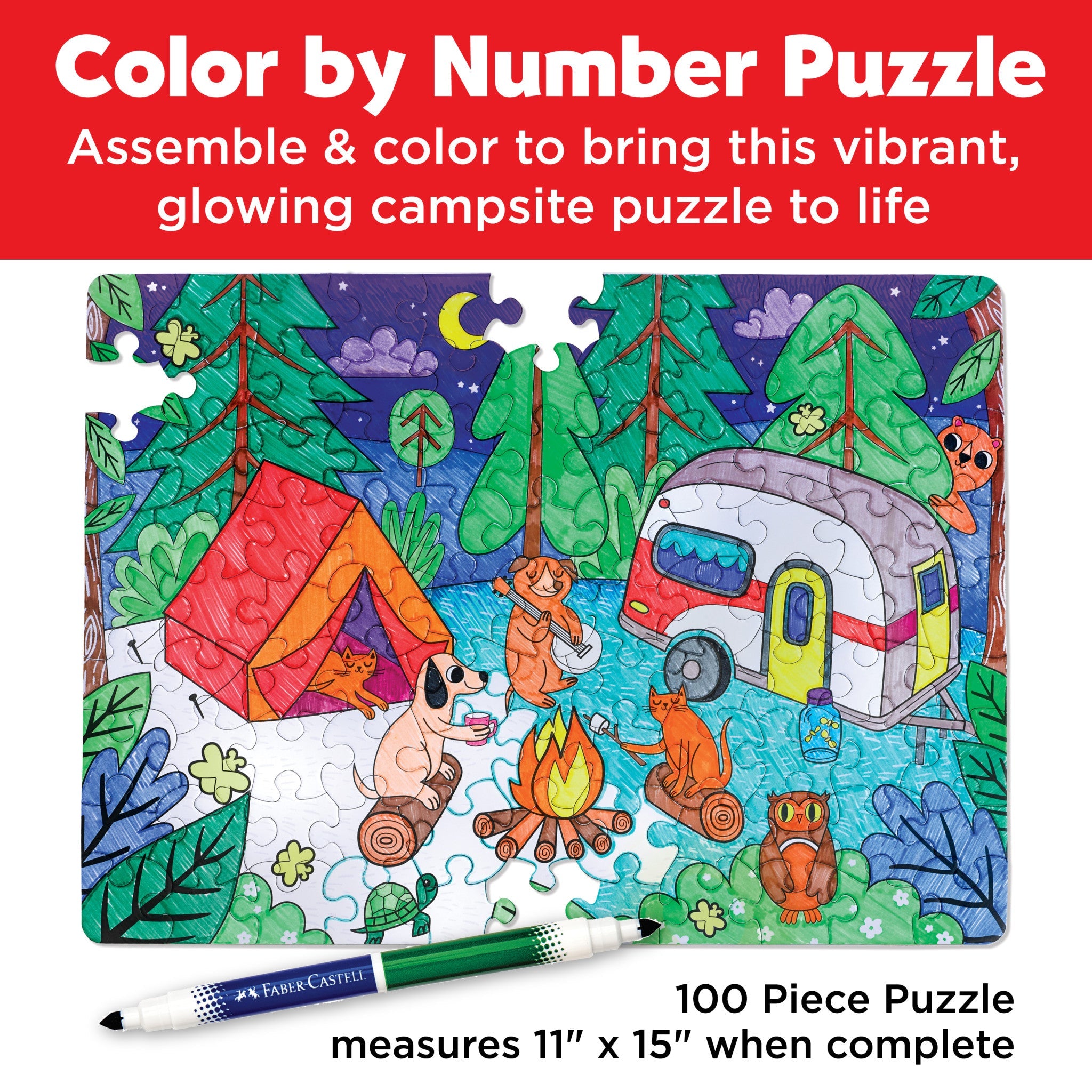Color by Number Puzzle - Camping - #FC14358