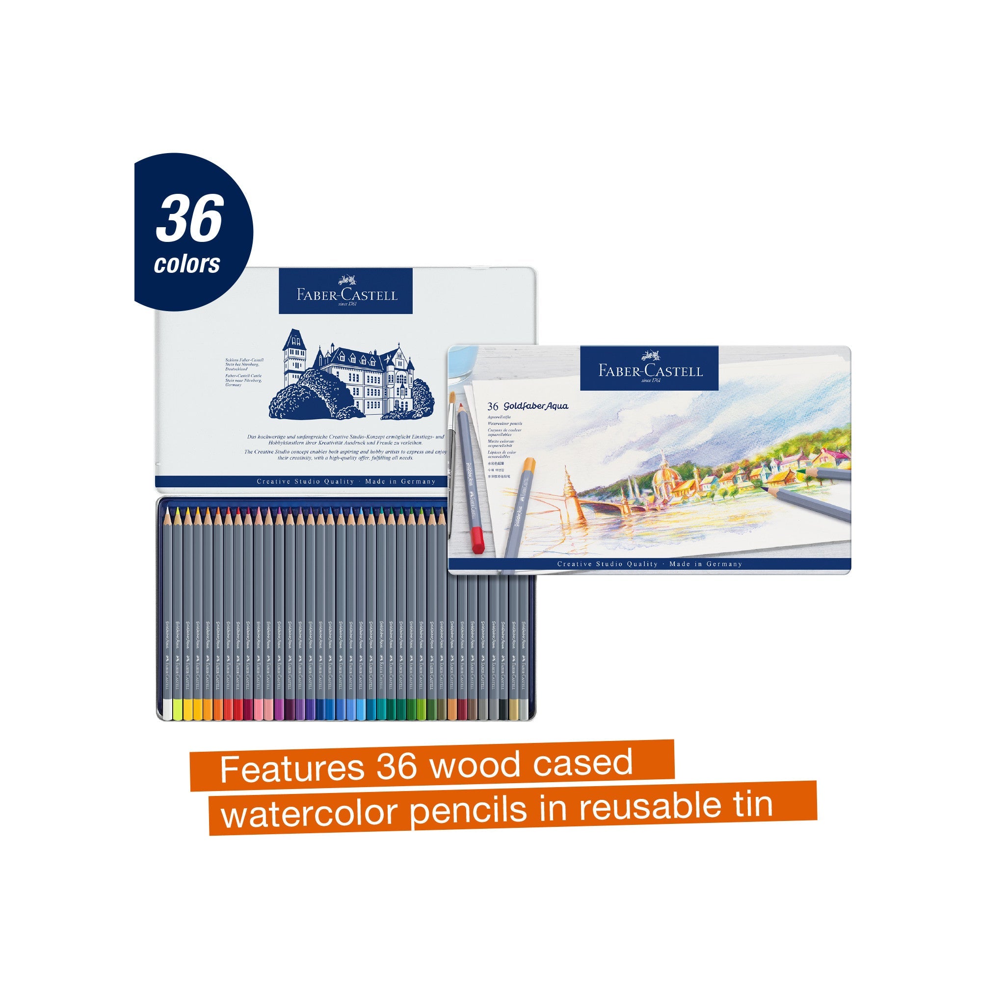 Goldfaber Aqua Watercolor Pencils, Tin of 36 - #FC114636