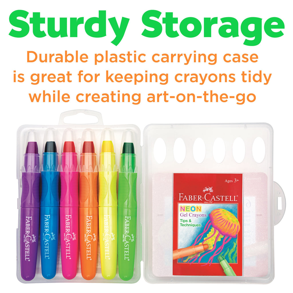 6 Neon Gel Crayons in Storage Case - #FC14317