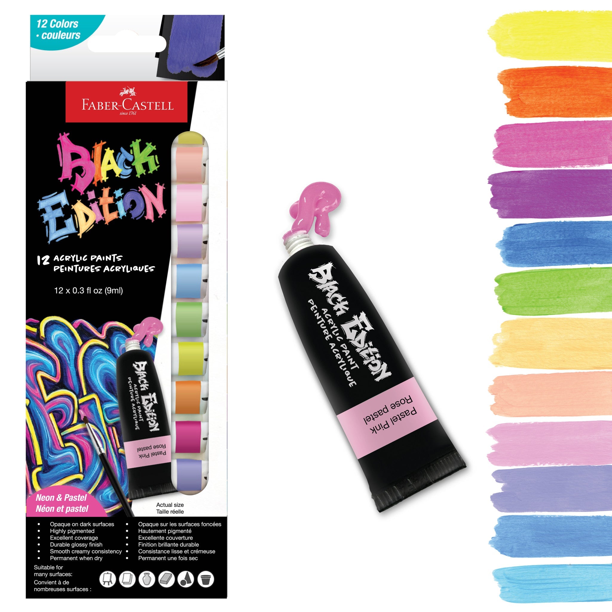 Black Edition 12 Ct Acrylic Liquid Paint Tubes, Neon - #FC14652T