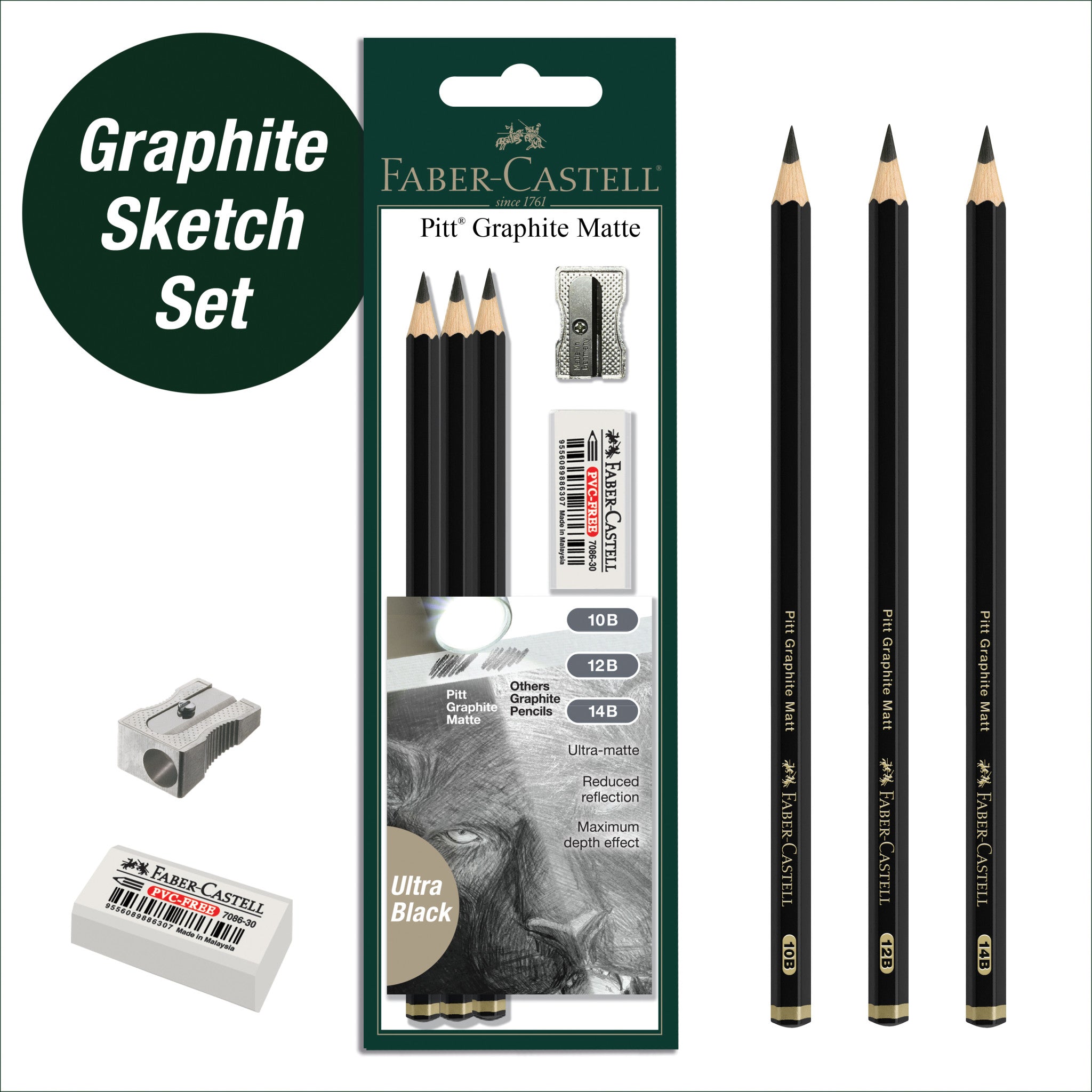 Pitt Graphite Matte, Sketching Set (10B, 12B, 14B) - #FC115297