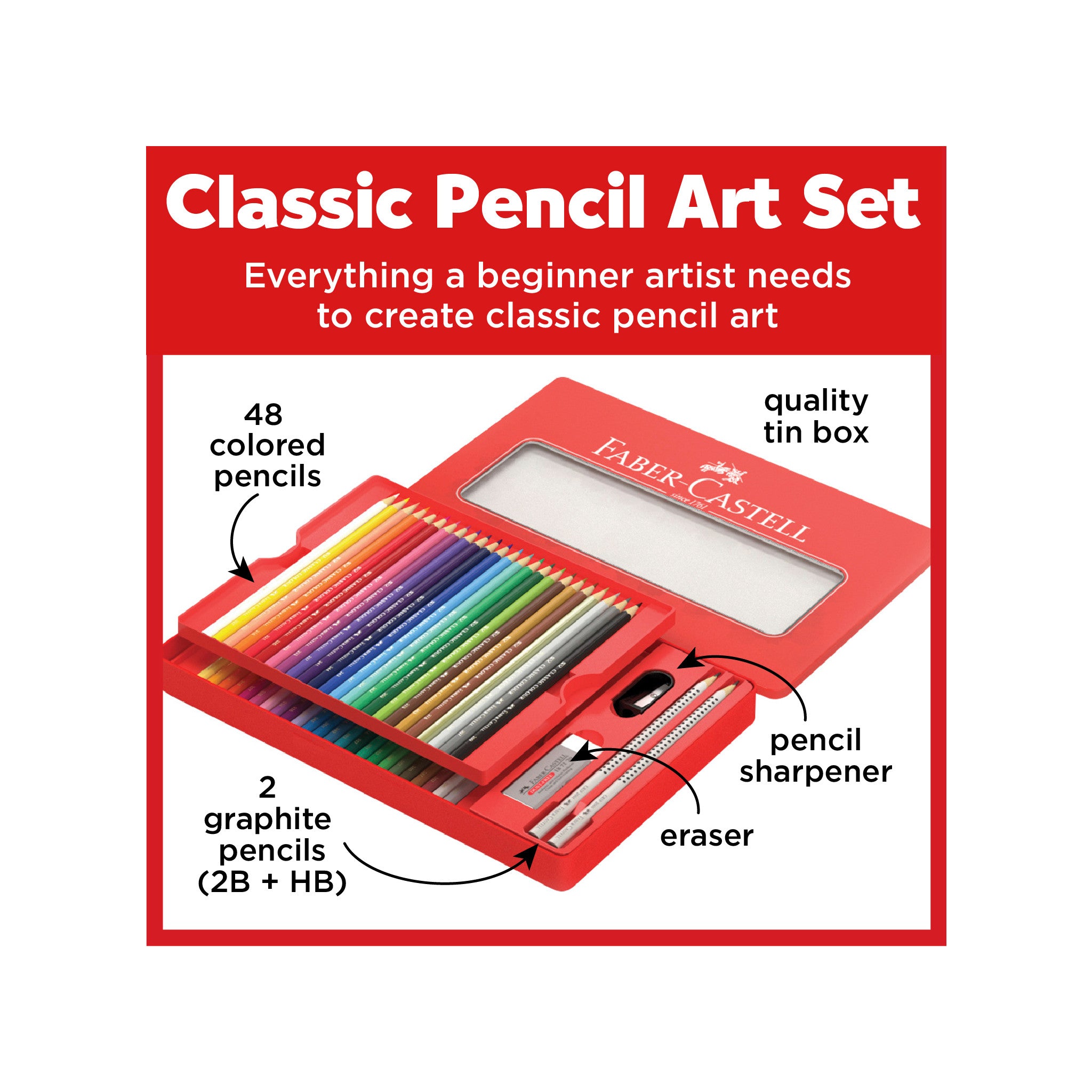 48 Classic Color Pencils & Accessories - Gift Set - #FC115888