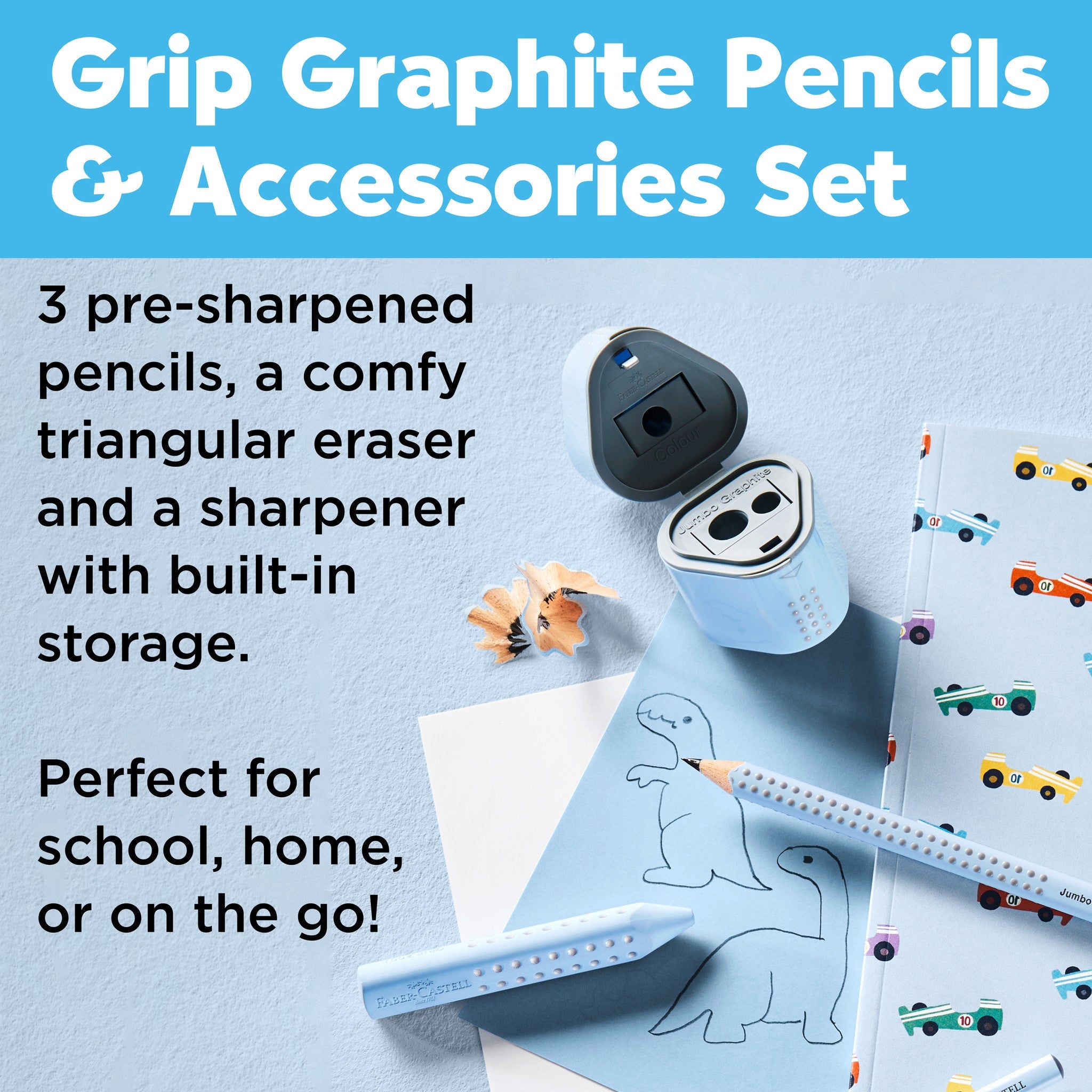 Grip Graphite Pencils & Accessories Set, Sky Blue - #FC580074