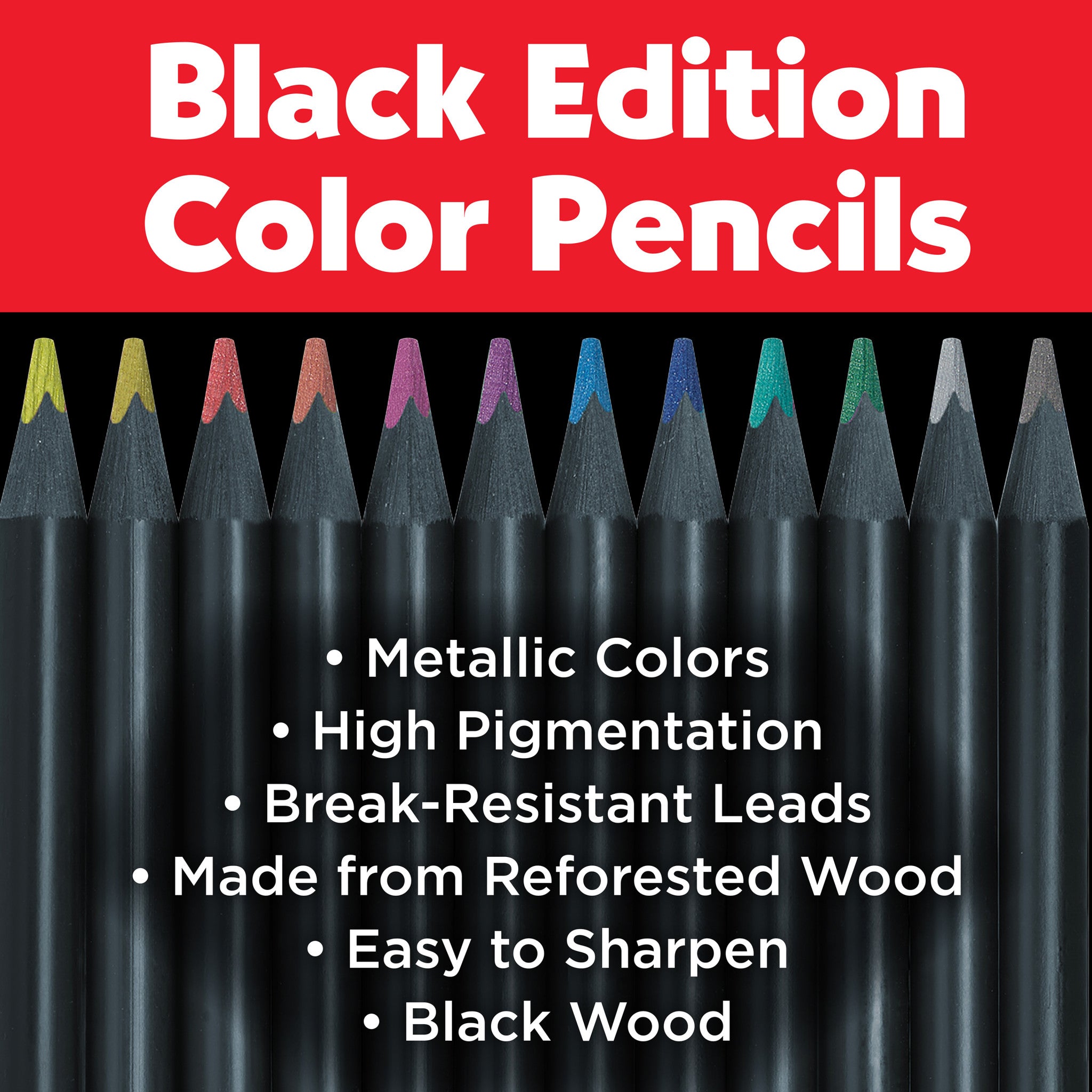 Black Edition Colored Pencils, Metallic - Box of 12 - #FC116415
