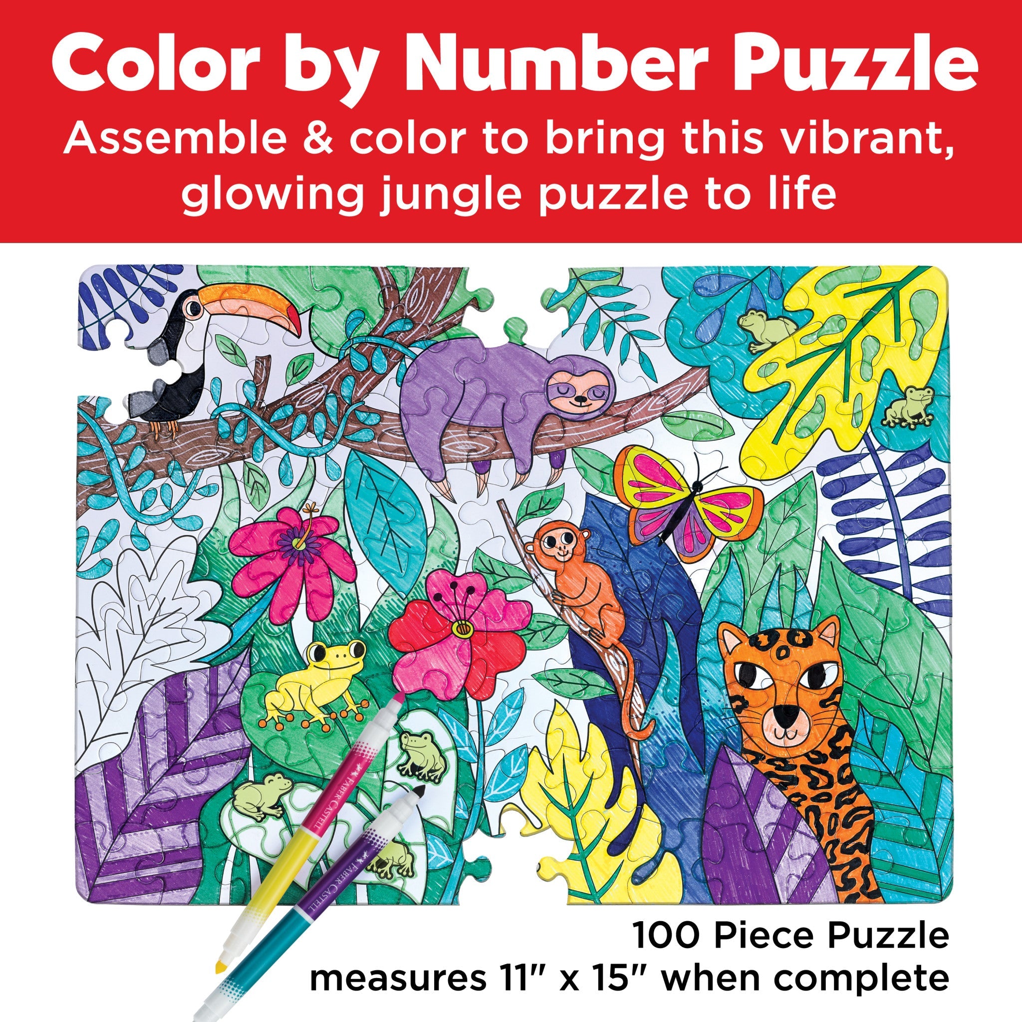 Color by Number Puzzle - Jungle Animals - #FC14359
