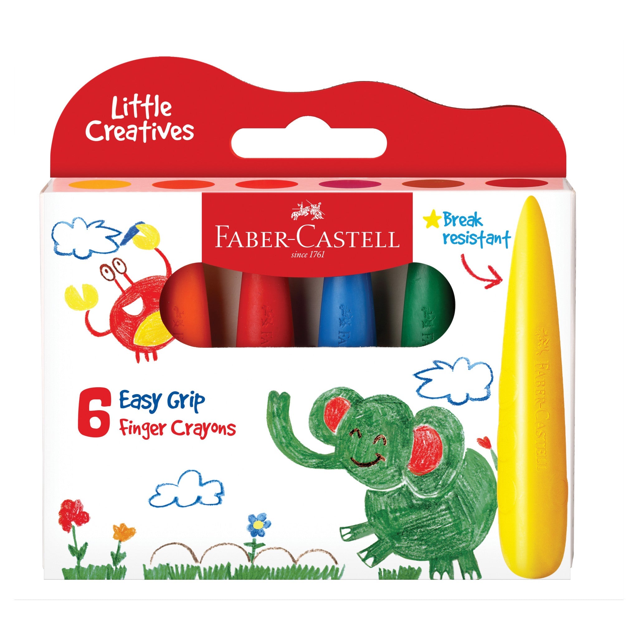 Little Creatives 6 Easy Grip Finger Crayons - #FC122606