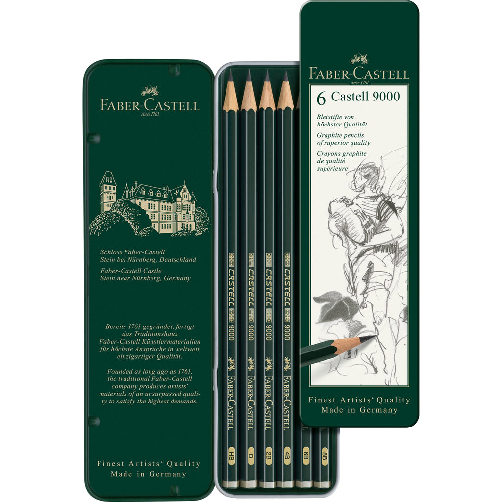 Castell 9000 Graphite Pencils, Tin of 6 - #FC119063