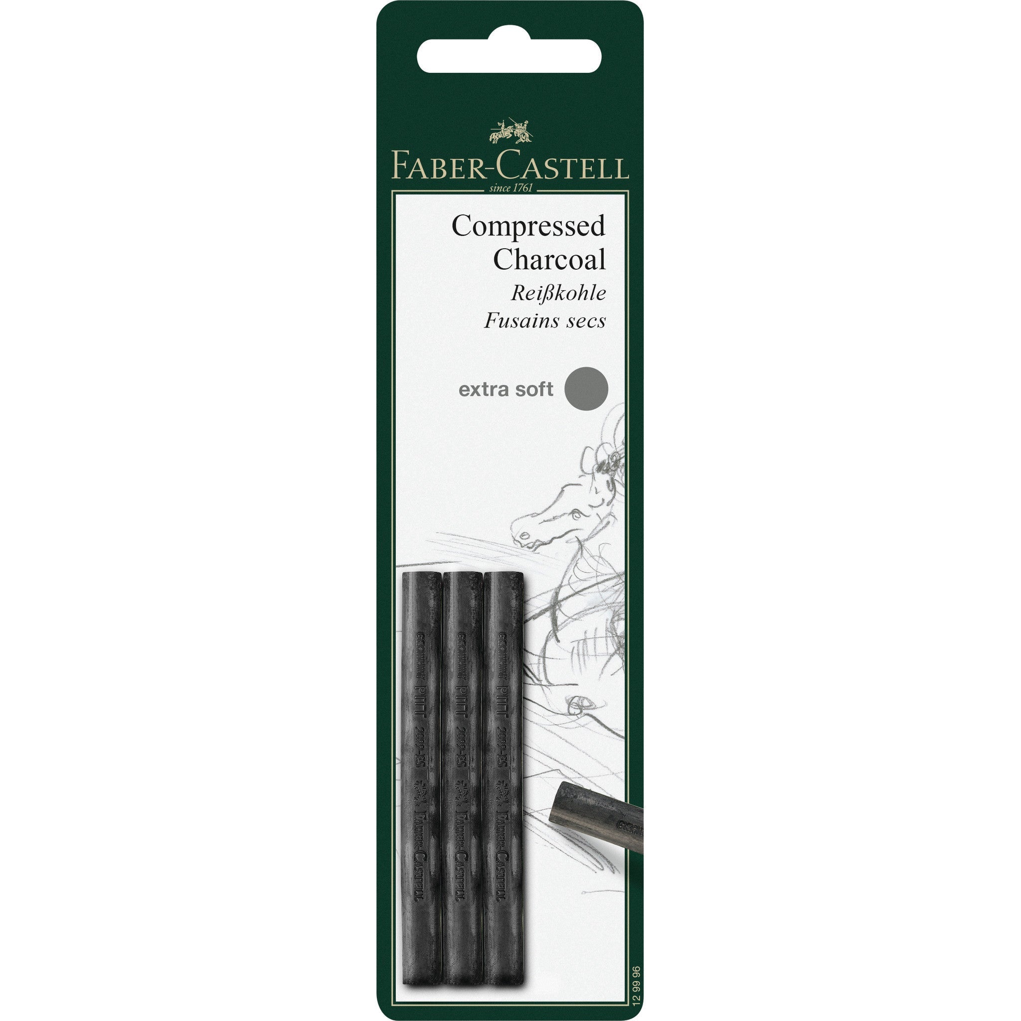 Pitt Compressed Charcoal Sticks, Extra Soft - Set of 3 - #FC129996