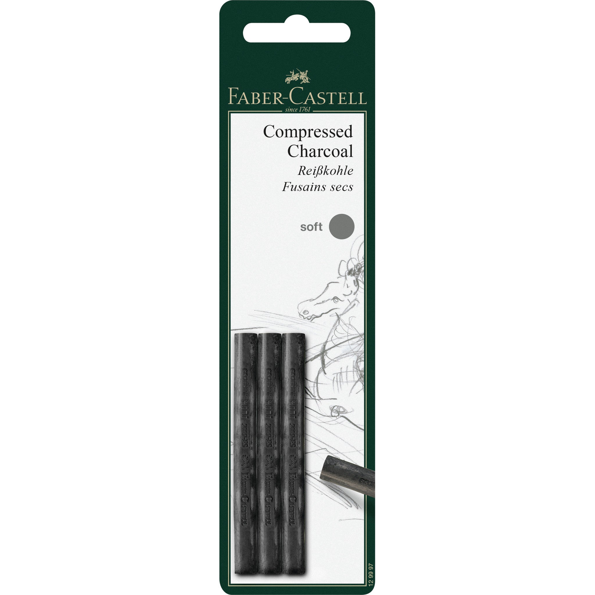 Pitt Compressed Charcoal Sticks, Soft - Set of 3 - #FC129997