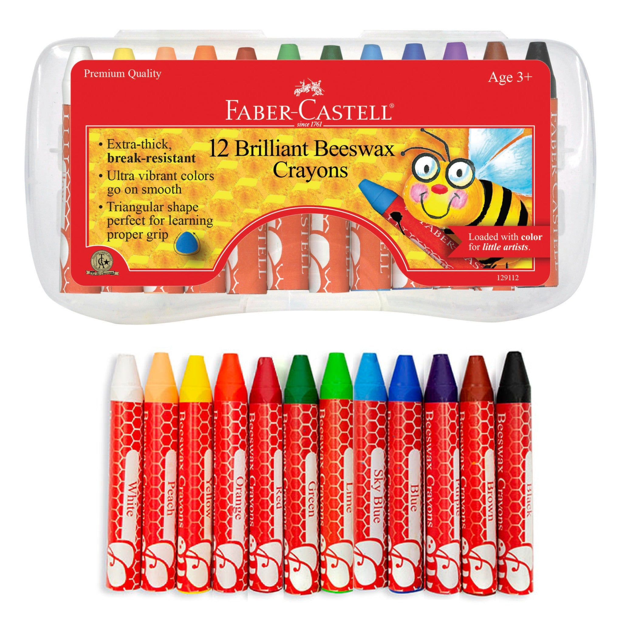 12 Brilliant Beeswax Crayons in Storage Case - #FC129112