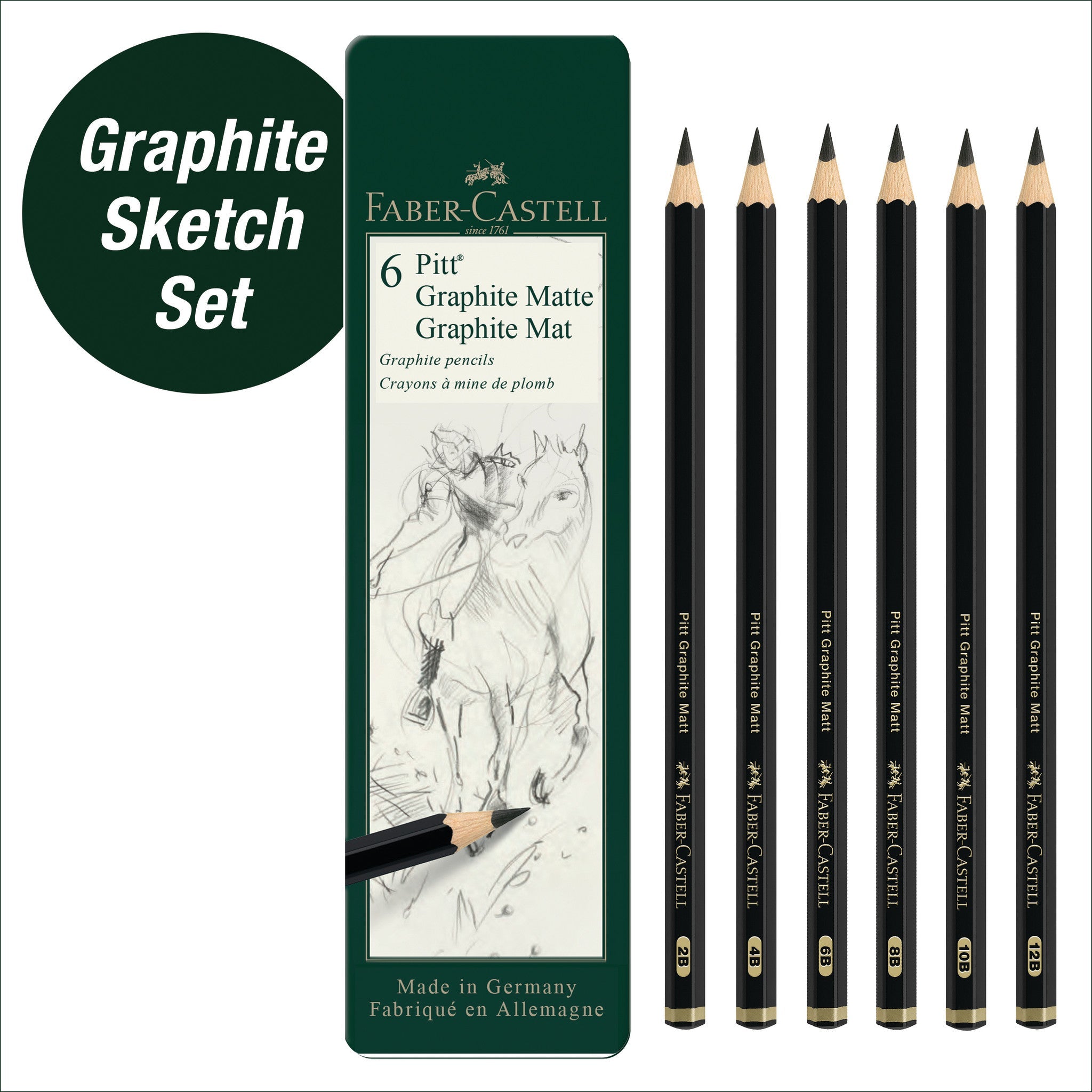 Pitt Graphite Matte Pencils, Tin of 6 - #FC115207