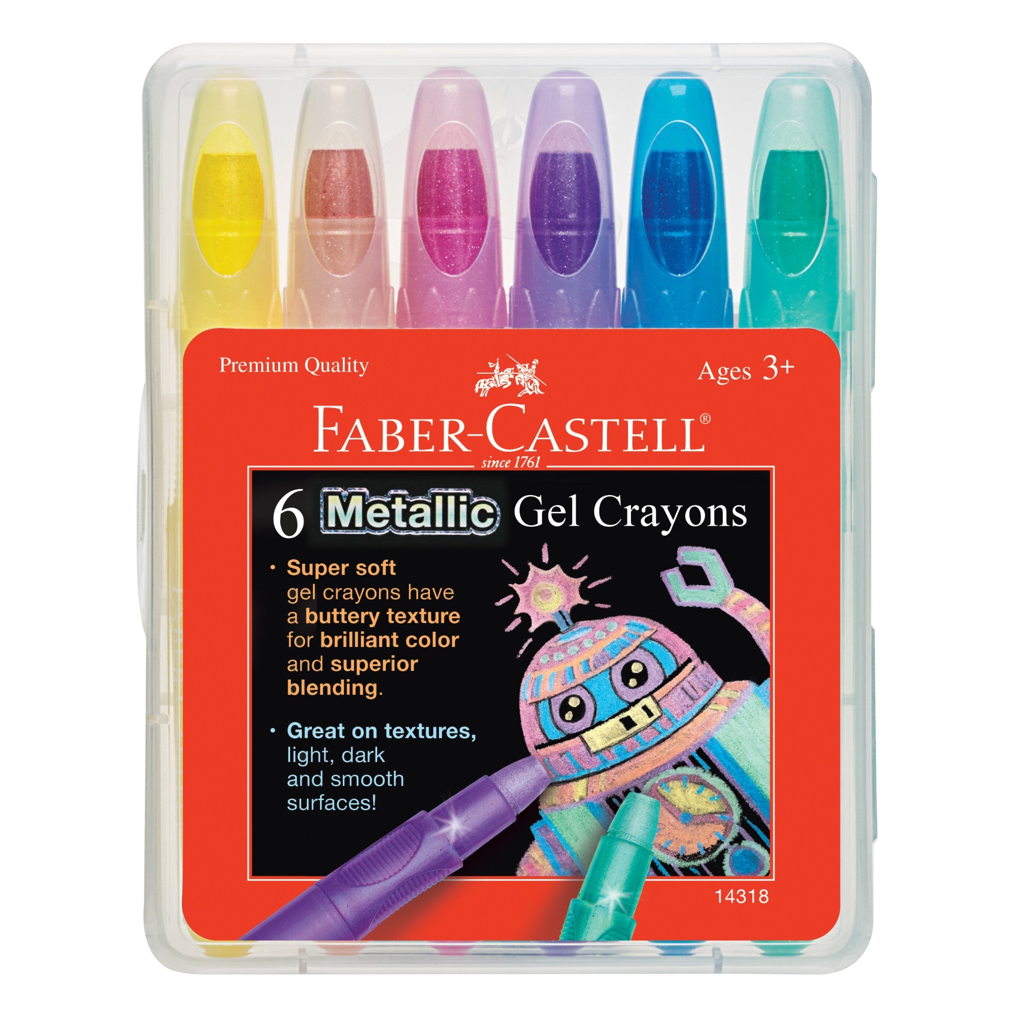 6 Metallic Gel Crayons in Storage Case - #FC14318