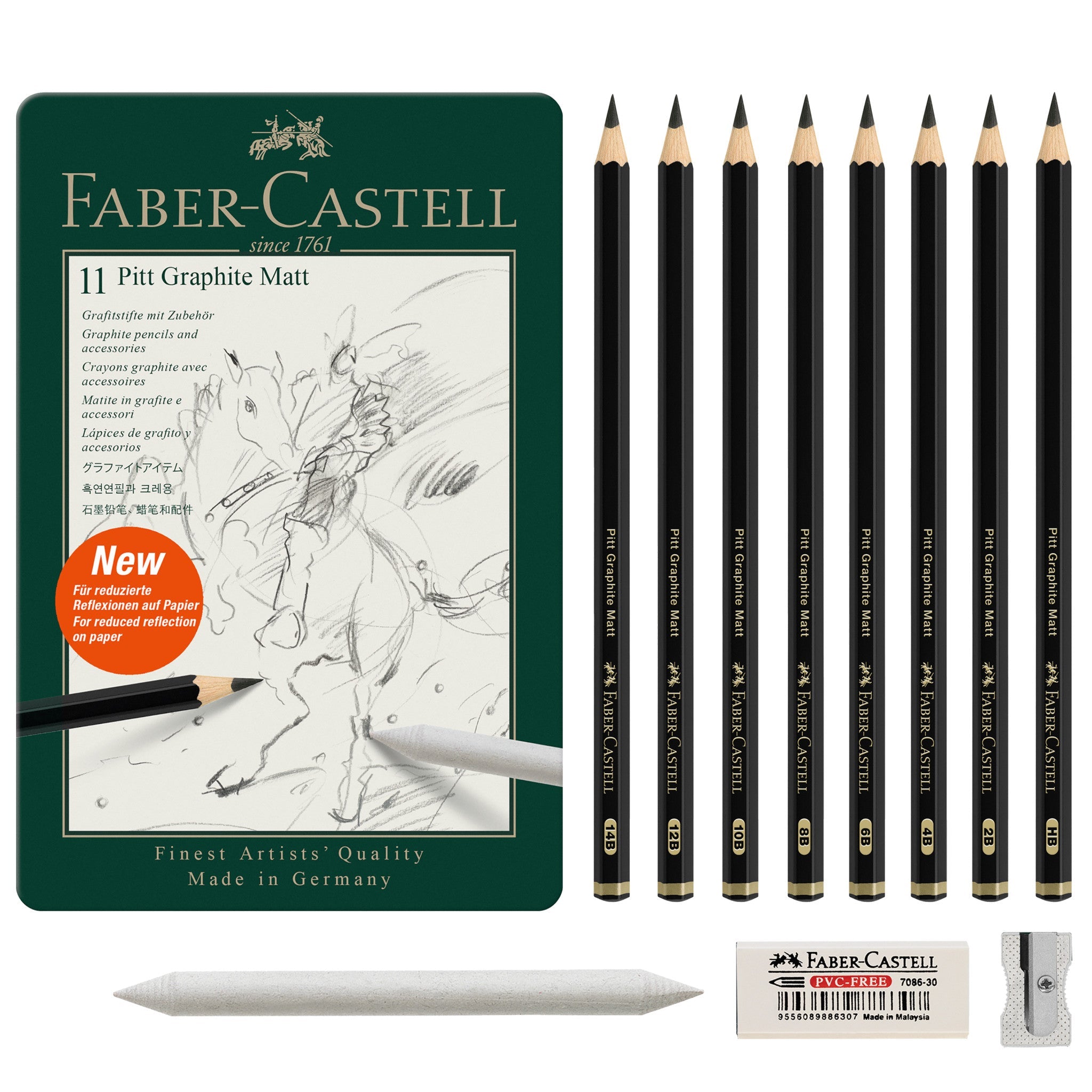 Pitt Graphite Matte Pencils, Tin of 11 - #FC115220