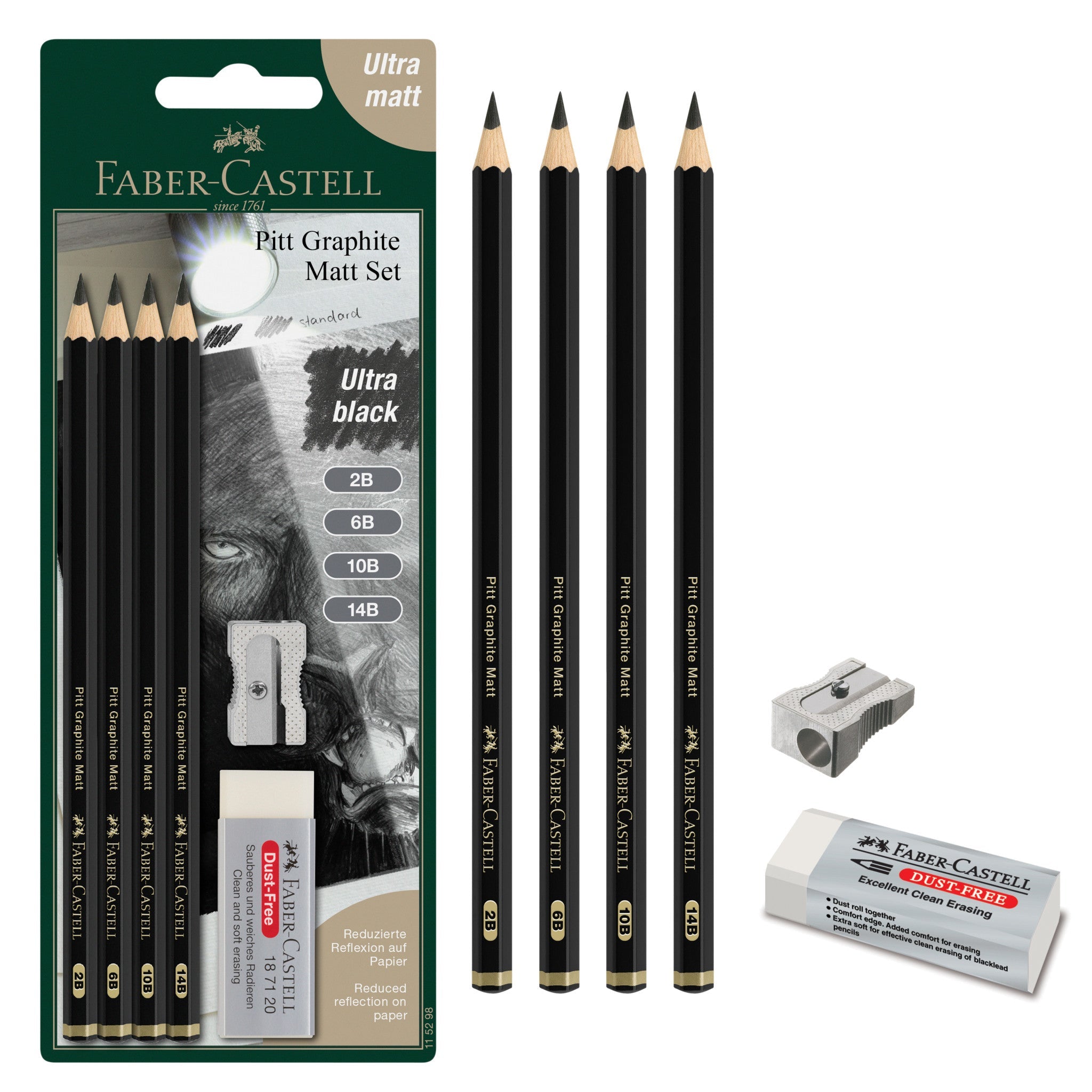 Pitt Graphite Matte, Sketching Set (2B, 6B, 10B, 14B) - #FC115298