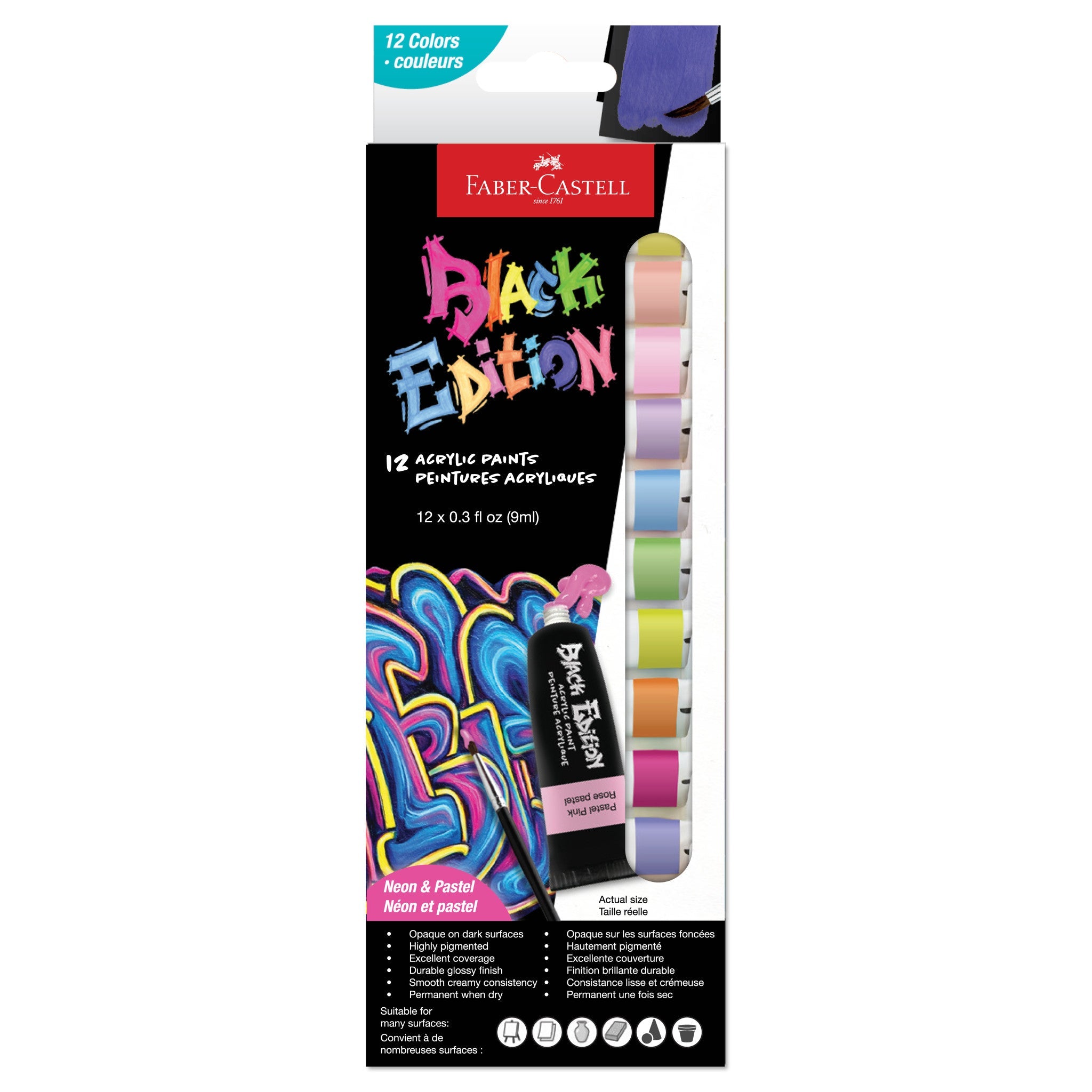 Black Edition 12 Ct Acrylic Liquid Paint Tubes, Neon - #FC14652T