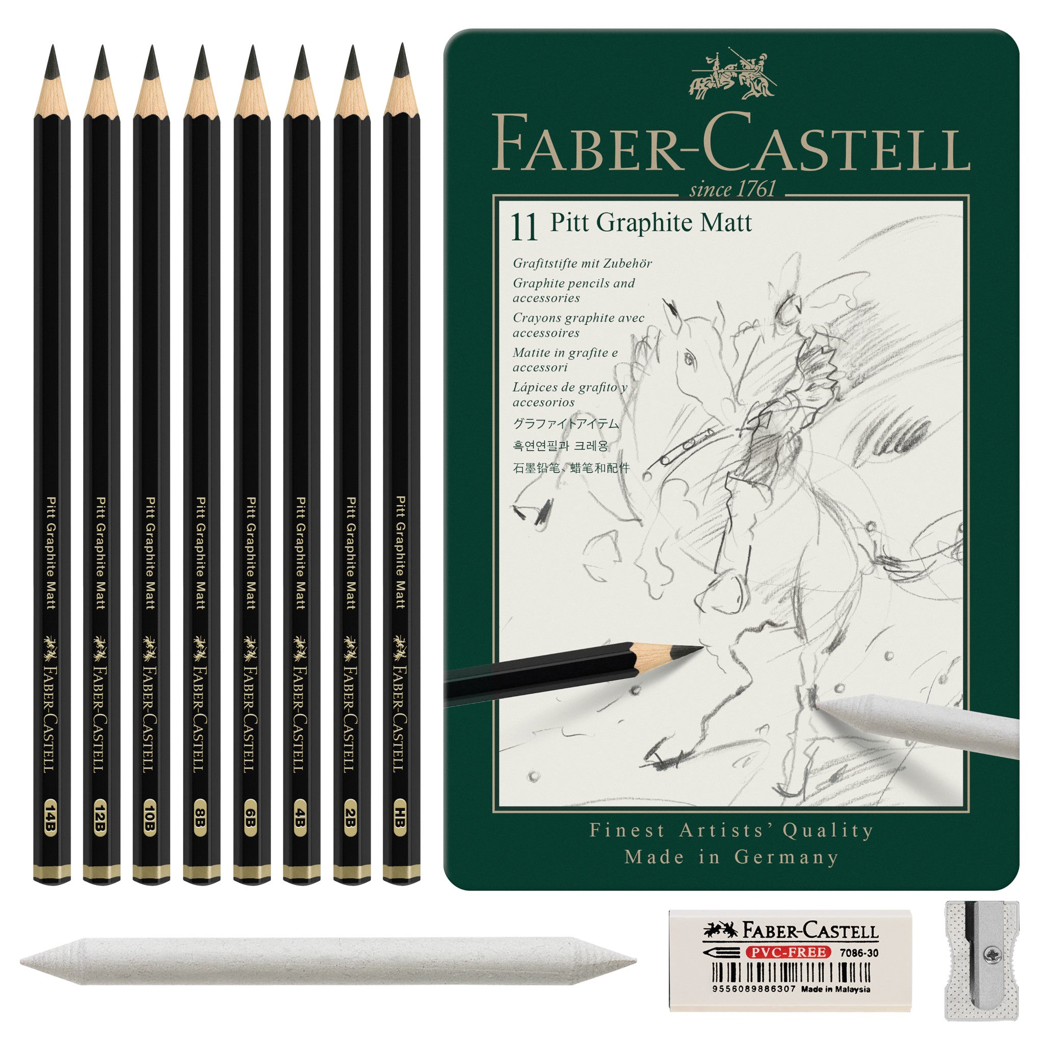 Pitt Graphite Matte Pencils, Tin of 11 - #FC115220