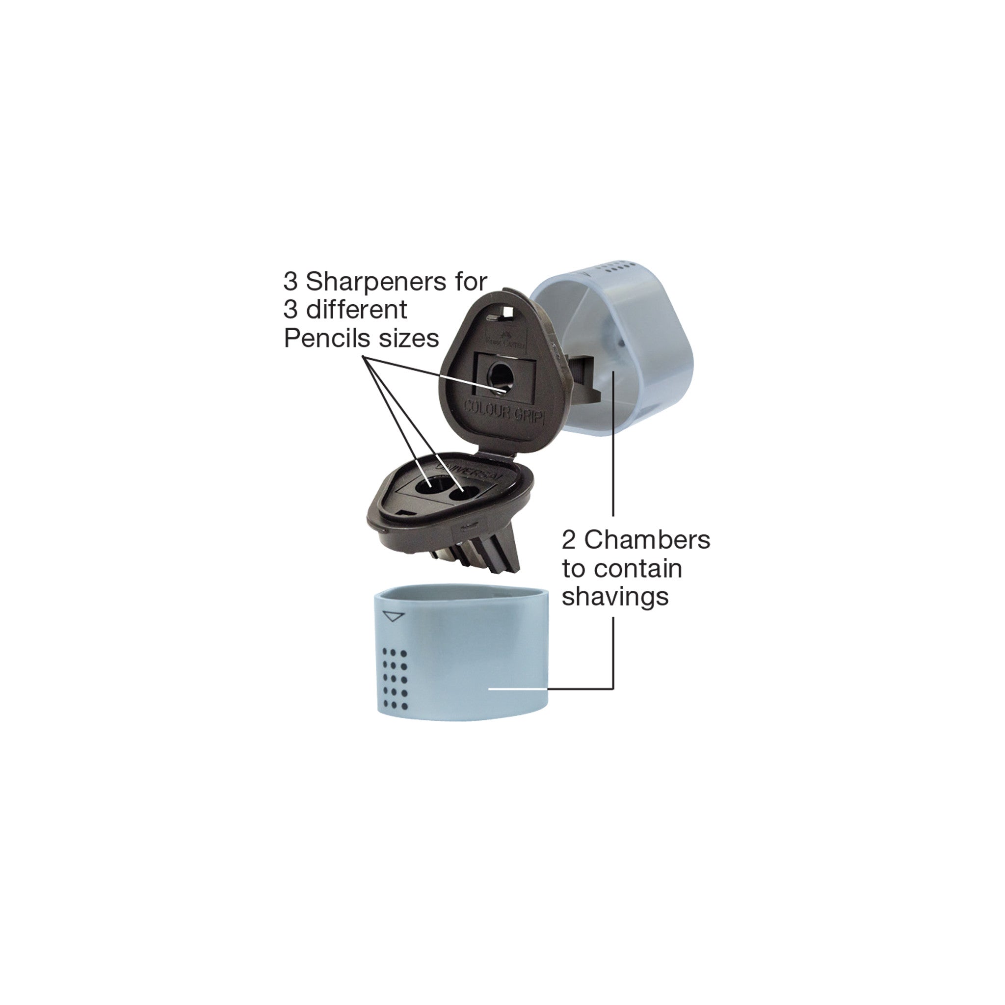 Grip Trio Pencil Sharpener, Silver - #FC283898T