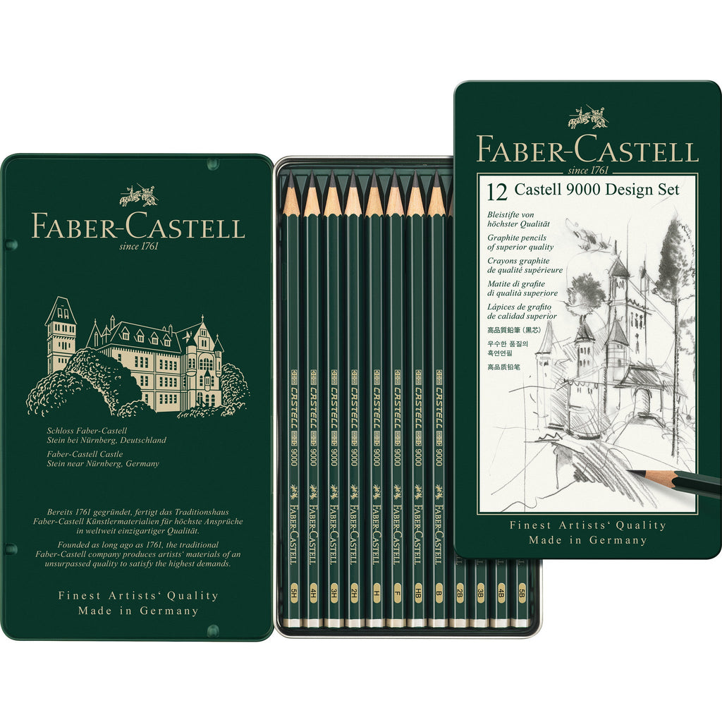 Castell 9000 Graphite Pencils, Design Set - Tin of 12 - #FC119064