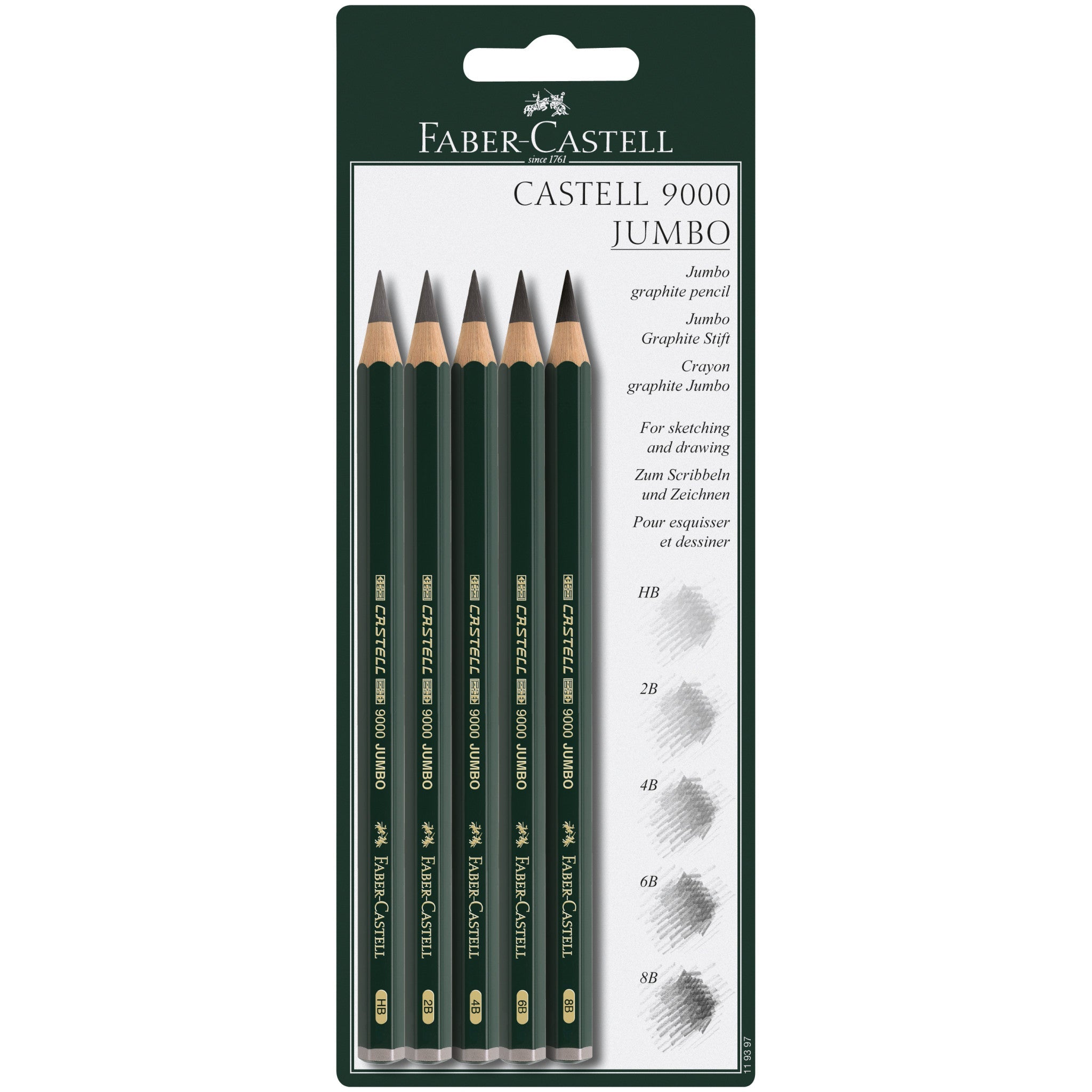 Castell 9000 Jumbo Graphite Pencils, Set of 5 - #FC119397