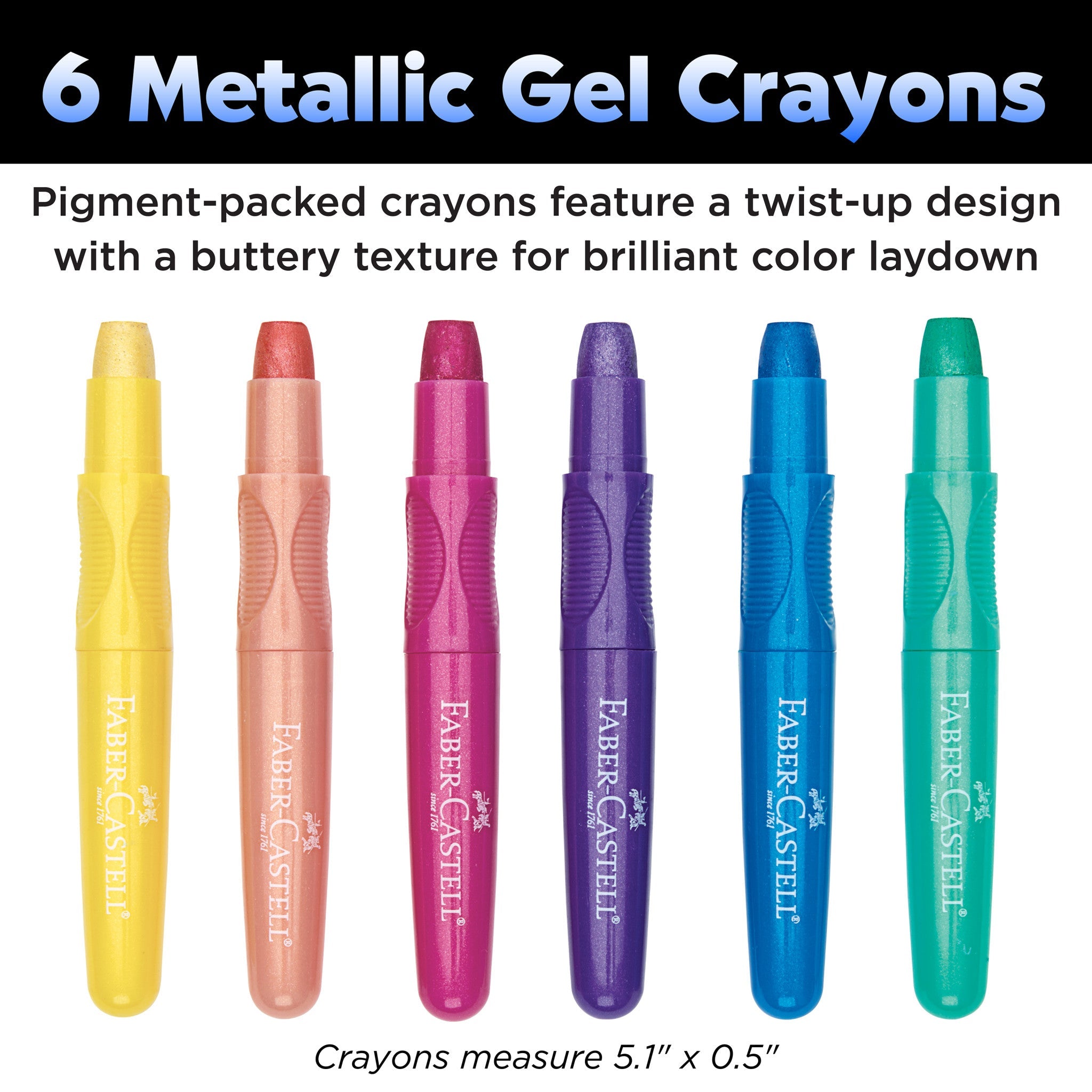 6 Metallic Gel Crayons in Storage Case - #FC14318