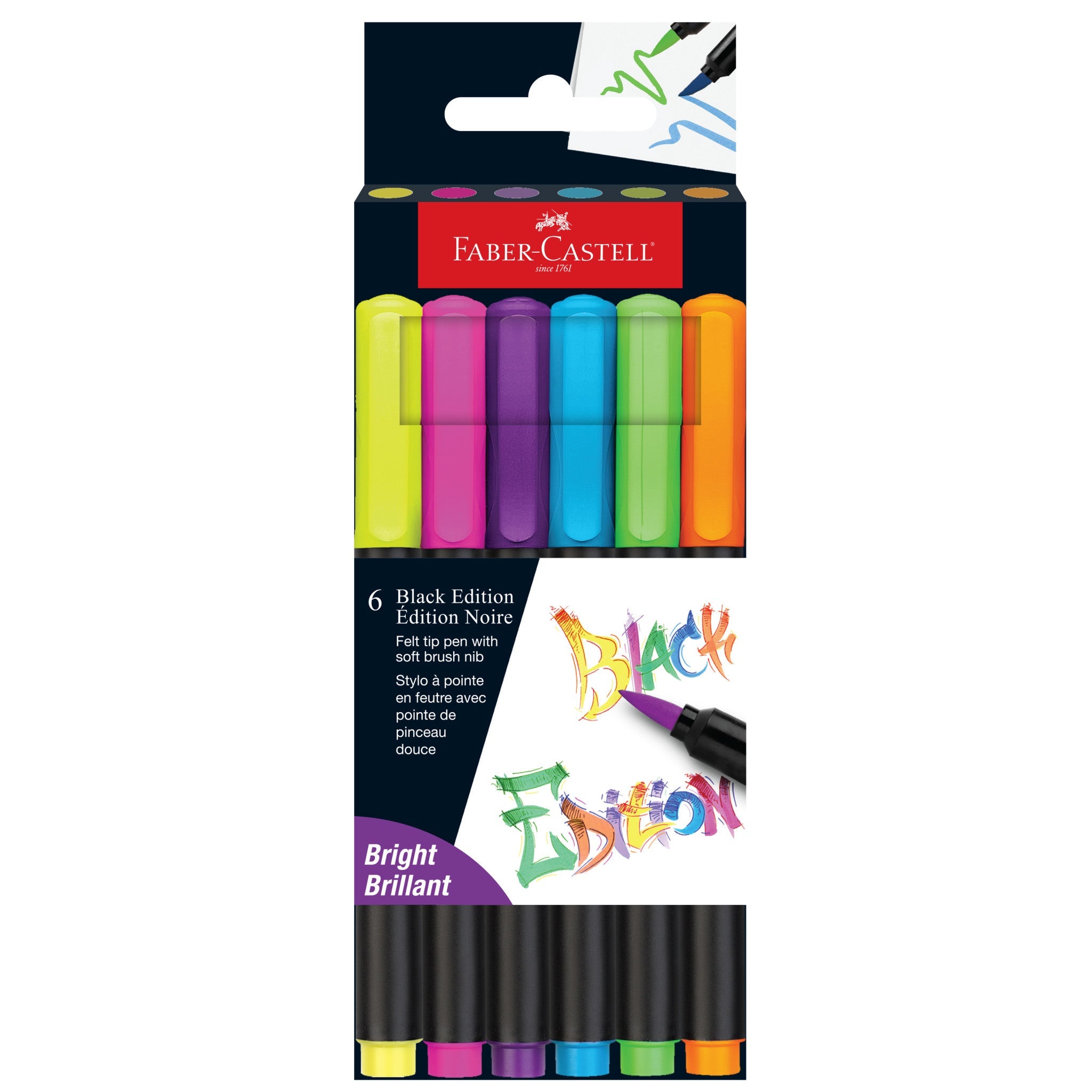 Black Edition Super Soft Brush Pens 6Ct Neon - #FC556081