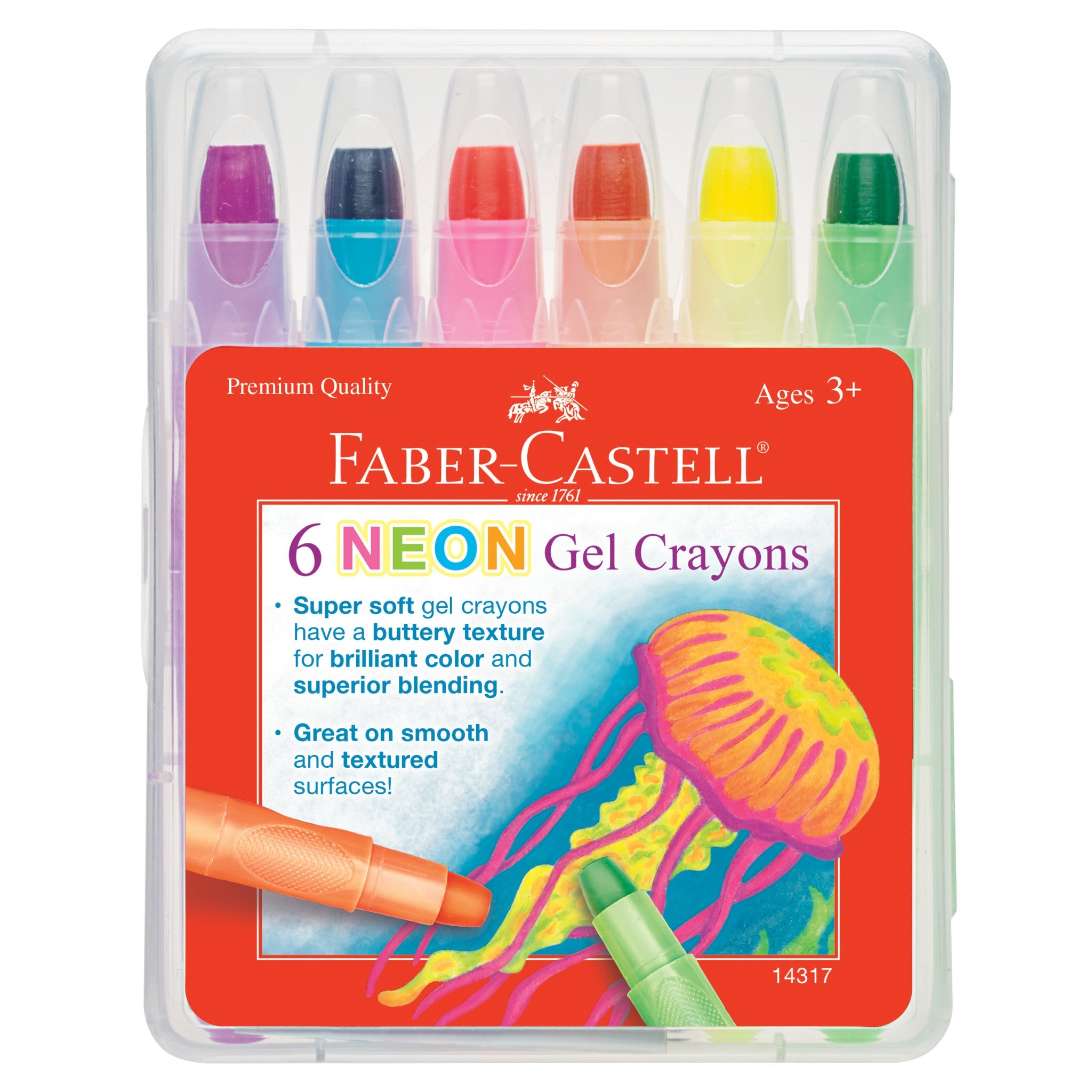 6 Neon Gel Crayons in Storage Case - #FC14317