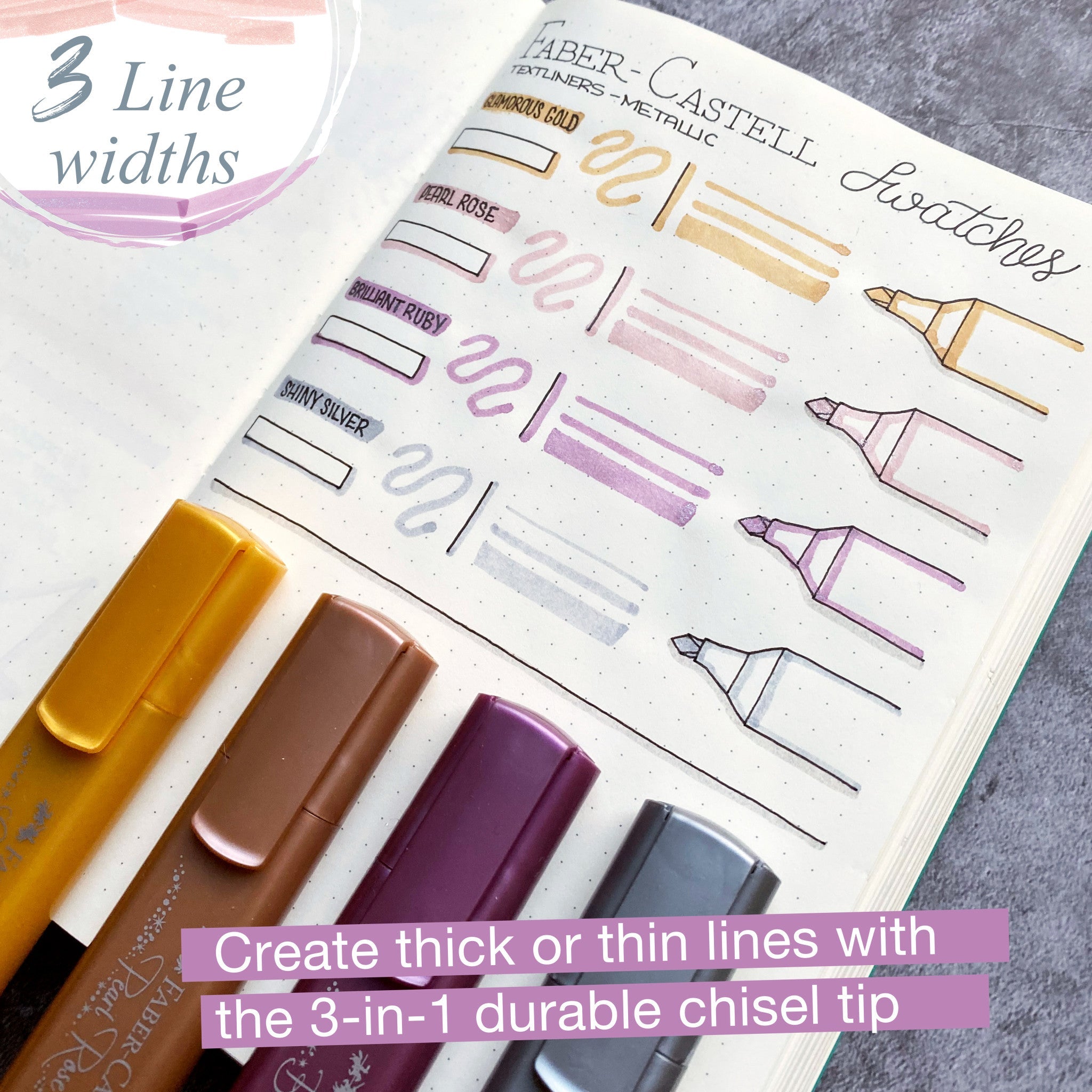 Highlighters, Metallic Colors - Box of 8 - #FC154625