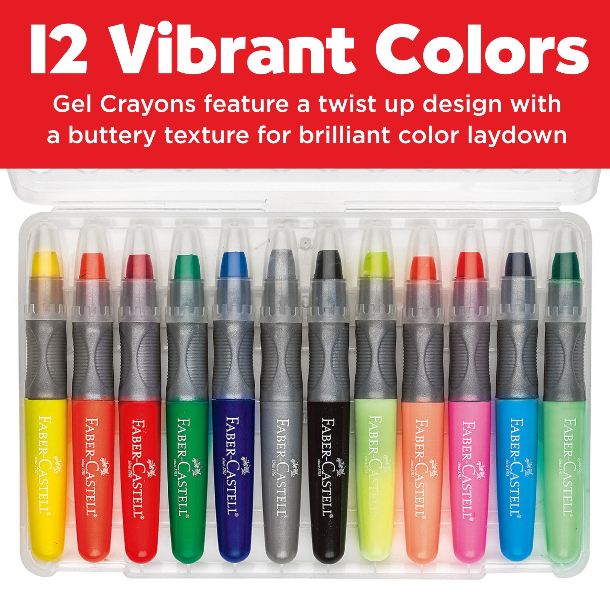 12 Gel Crayons in Storage Case - #FC14592