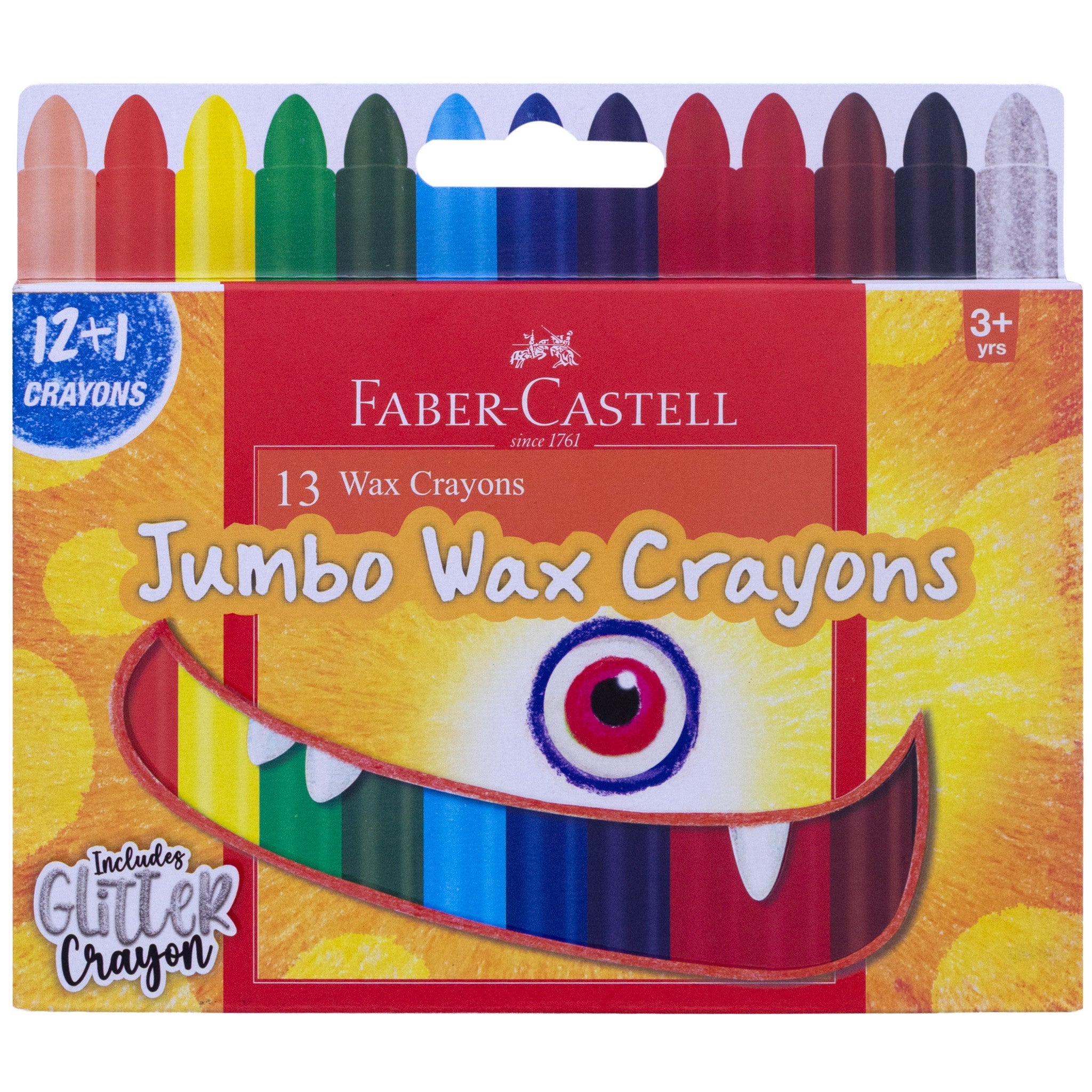 Jumbo Wax Crayons w/ One Glitter Crayon 13Ct Set - #FC120074