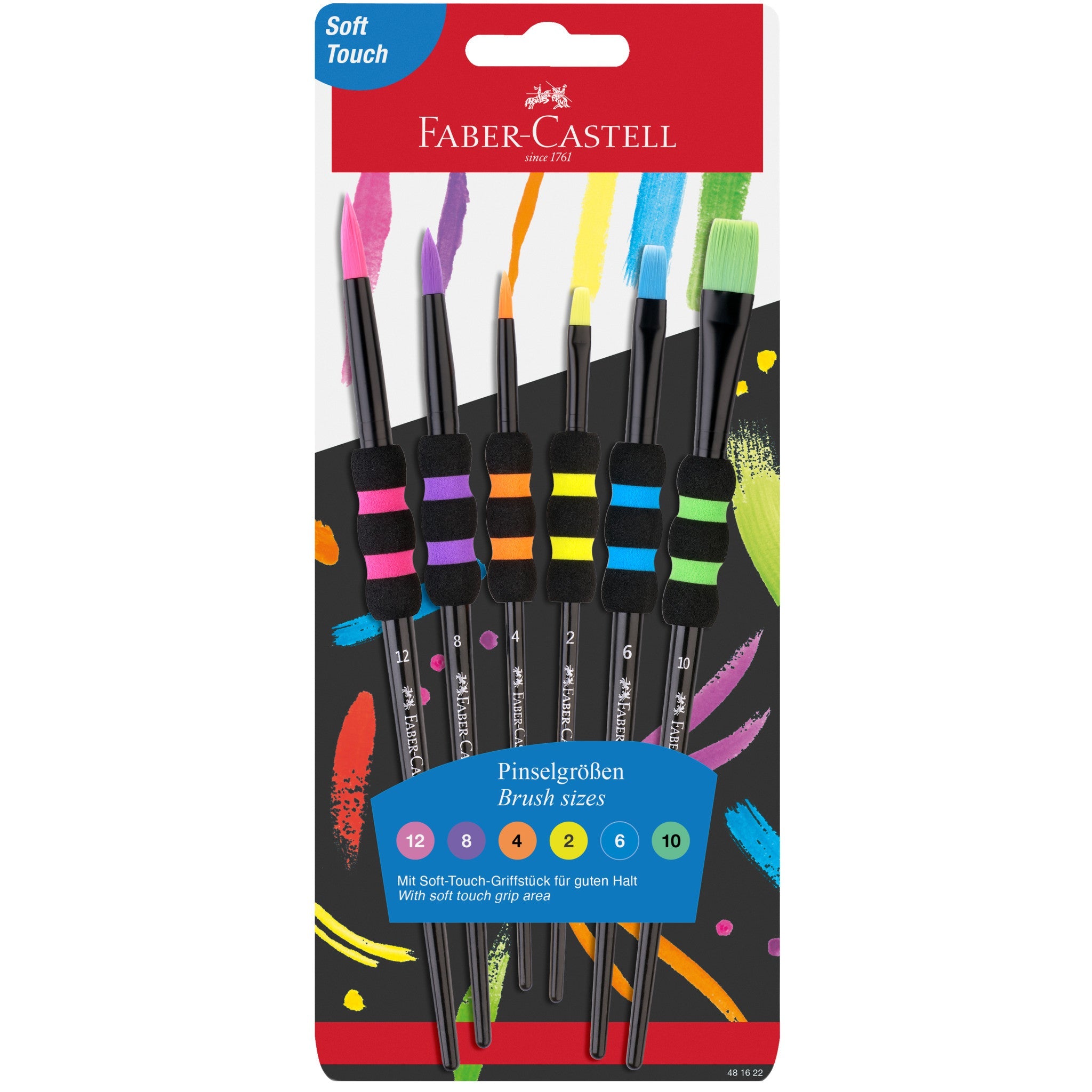Soft Grip Brushes Black 6Ct - #FC481622