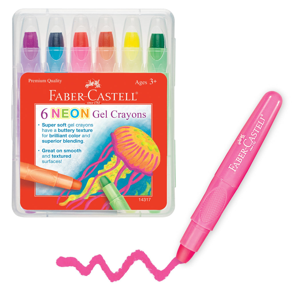 6 Neon Gel Crayons in Storage Case - #FC14317