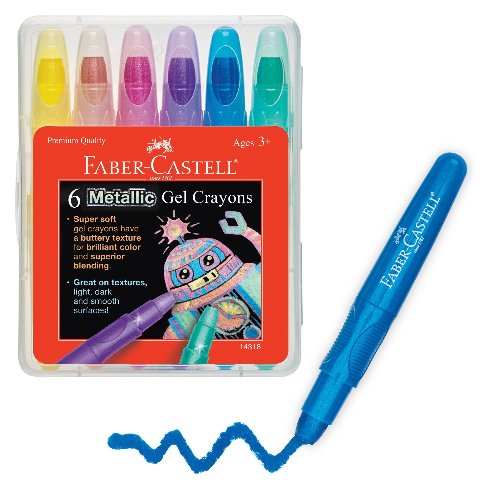6 Metallic Gel Crayons in Storage Case - #FC14318