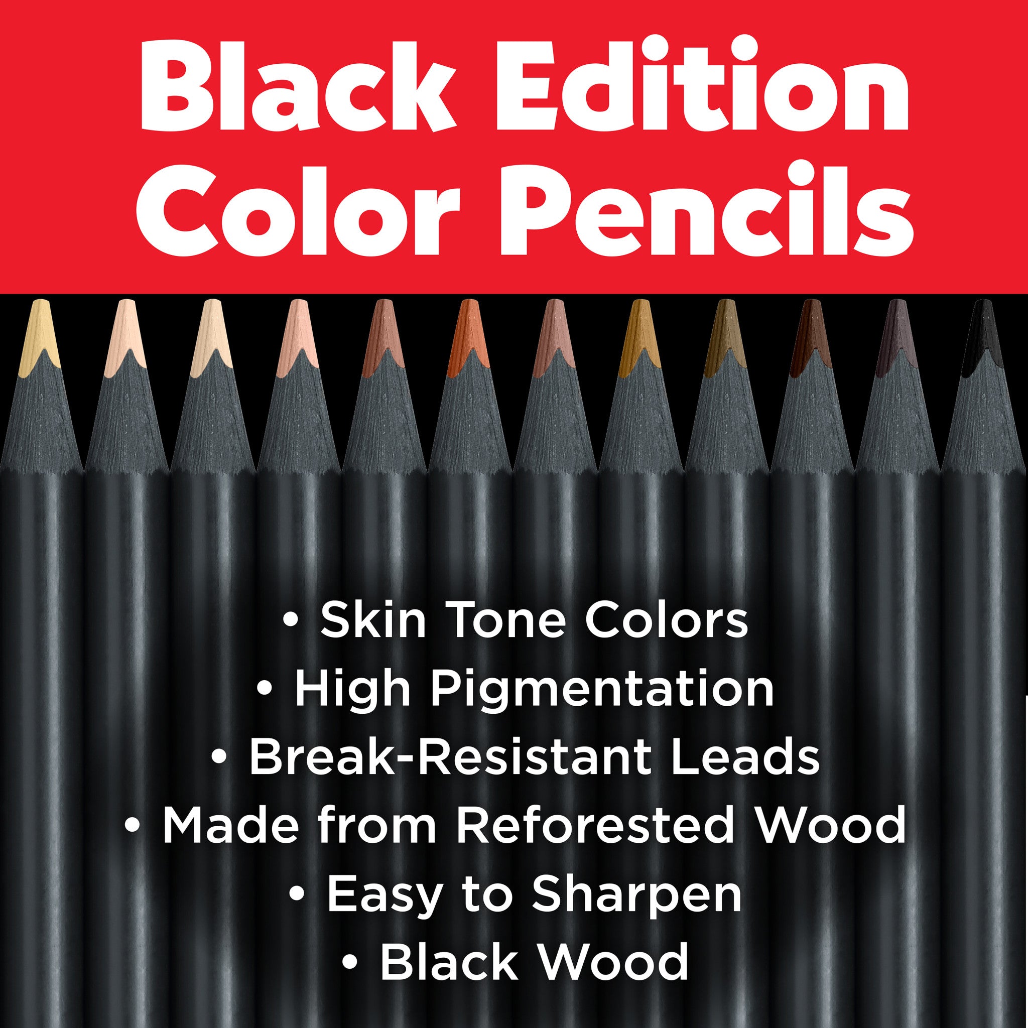 Black Edition Colored Pencils, Skin Tones - Box of 12 - #FC116414