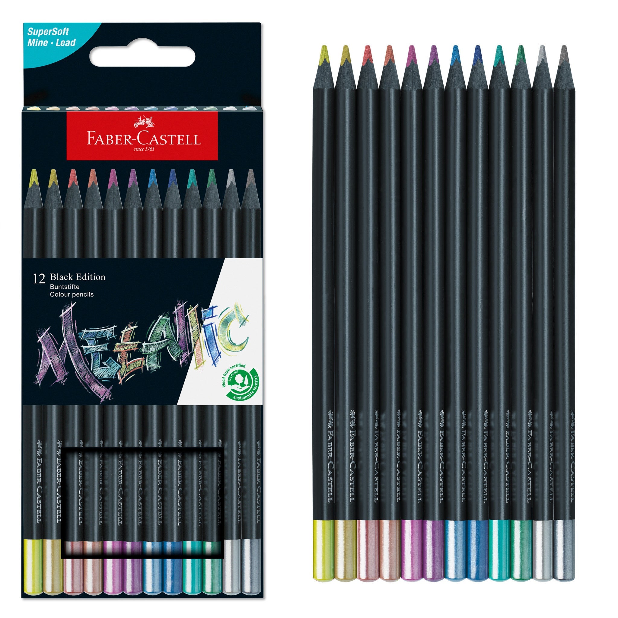Black Edition Colored Pencils, Metallic - Box of 12 - #FC116415
