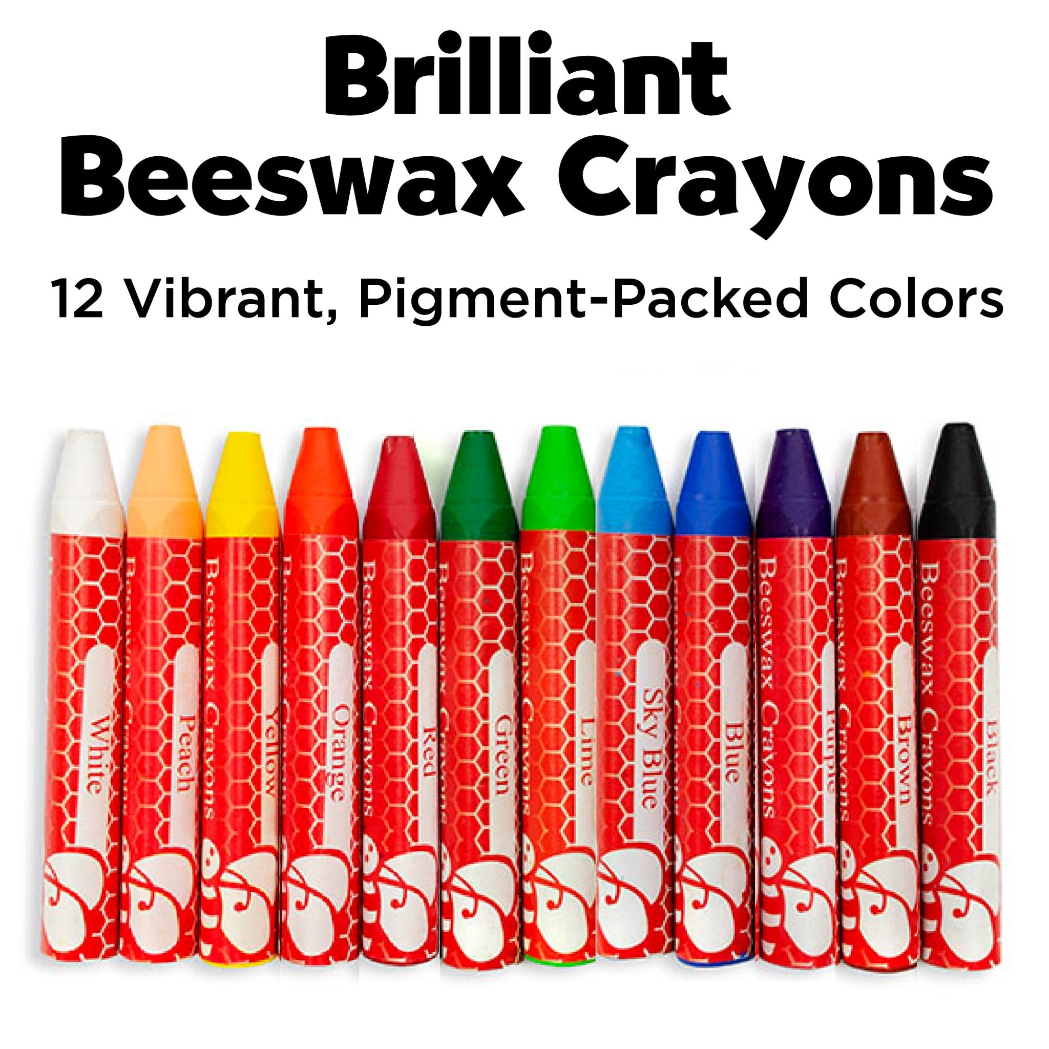 12 Brilliant Beeswax Crayons in Storage Case - #FC129112