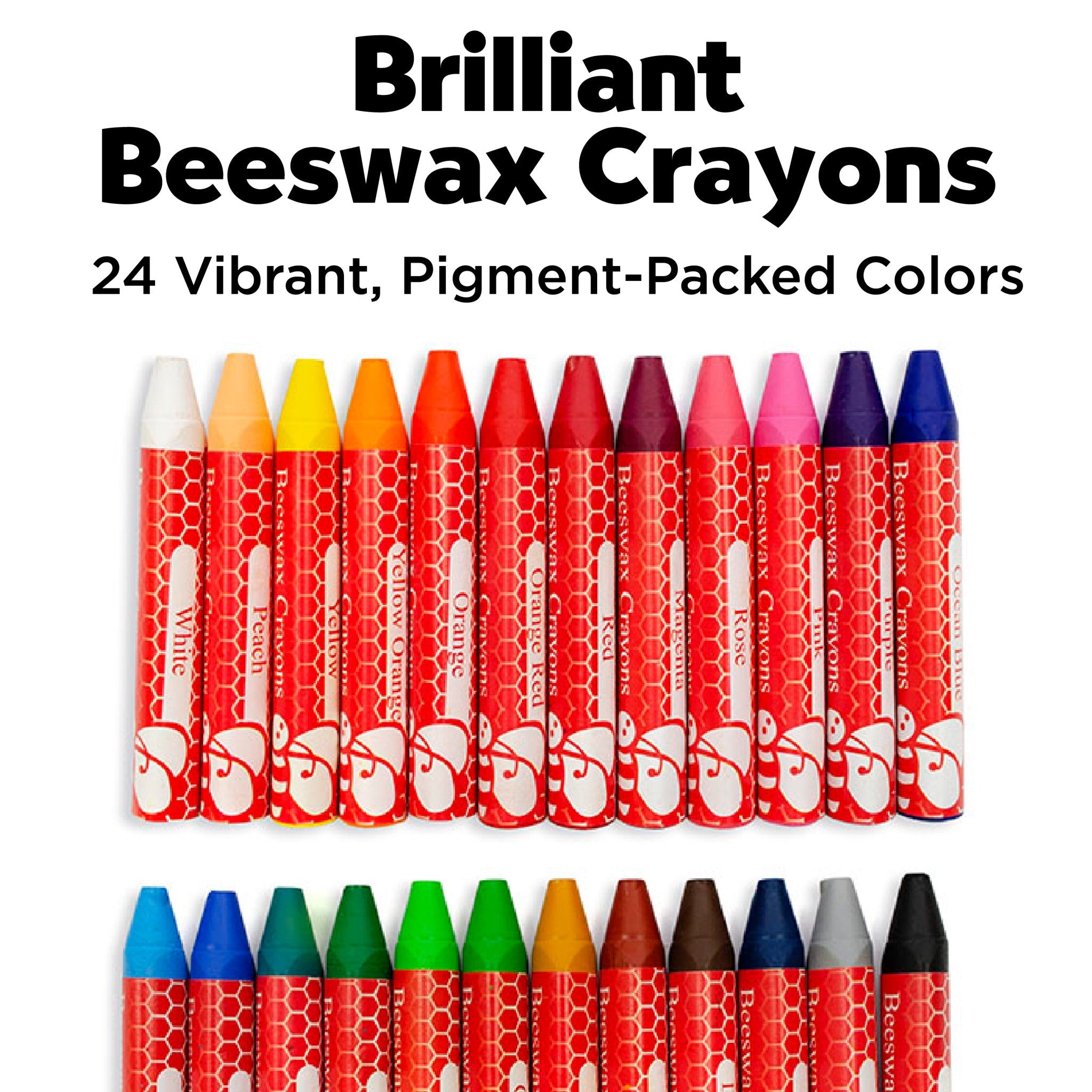 24 Brilliant Beeswax Crayons in Storage Case  - #FC129124