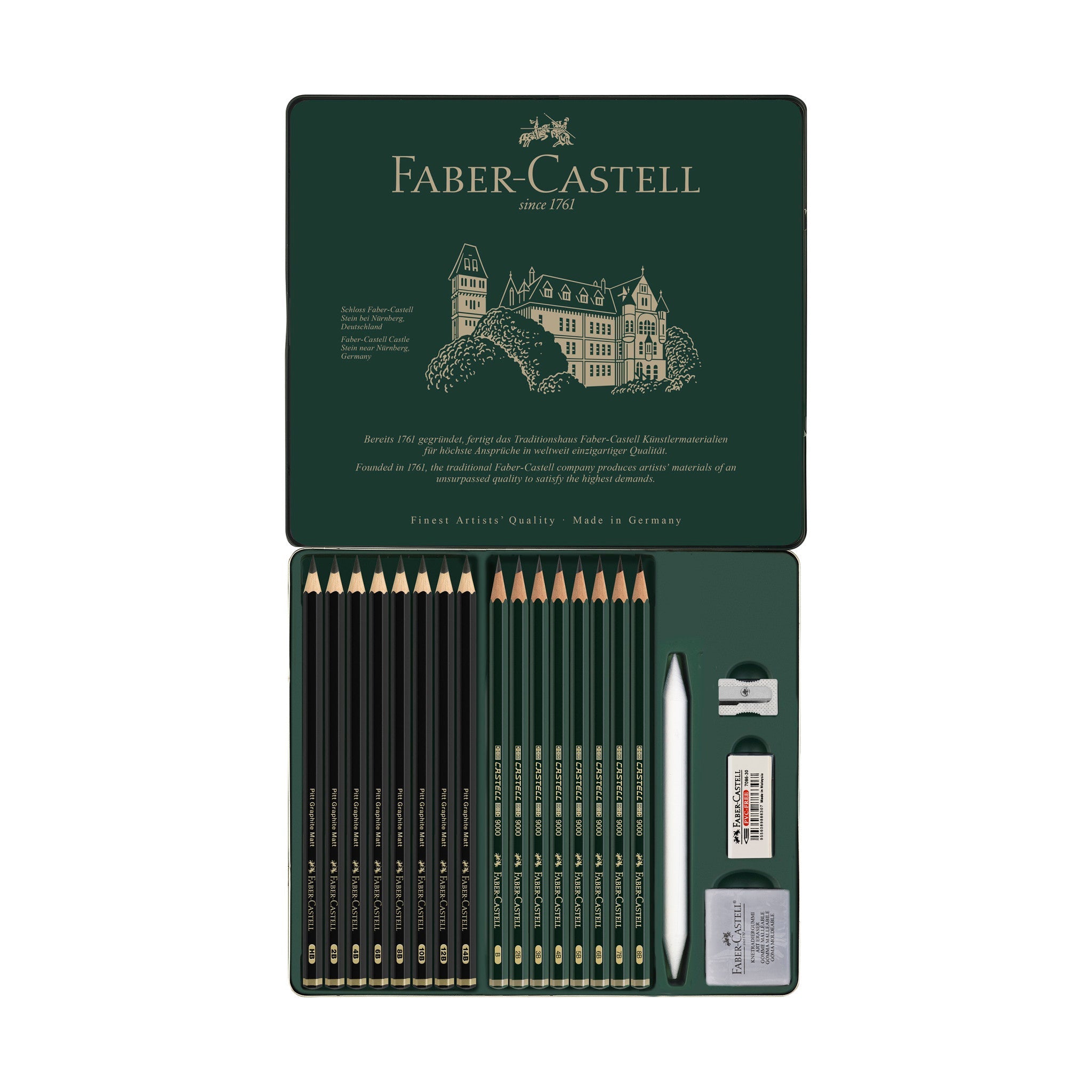 Castell 9000 & Pitt Graphite Matte Pencil Set, Tin of 20 - #FC115224