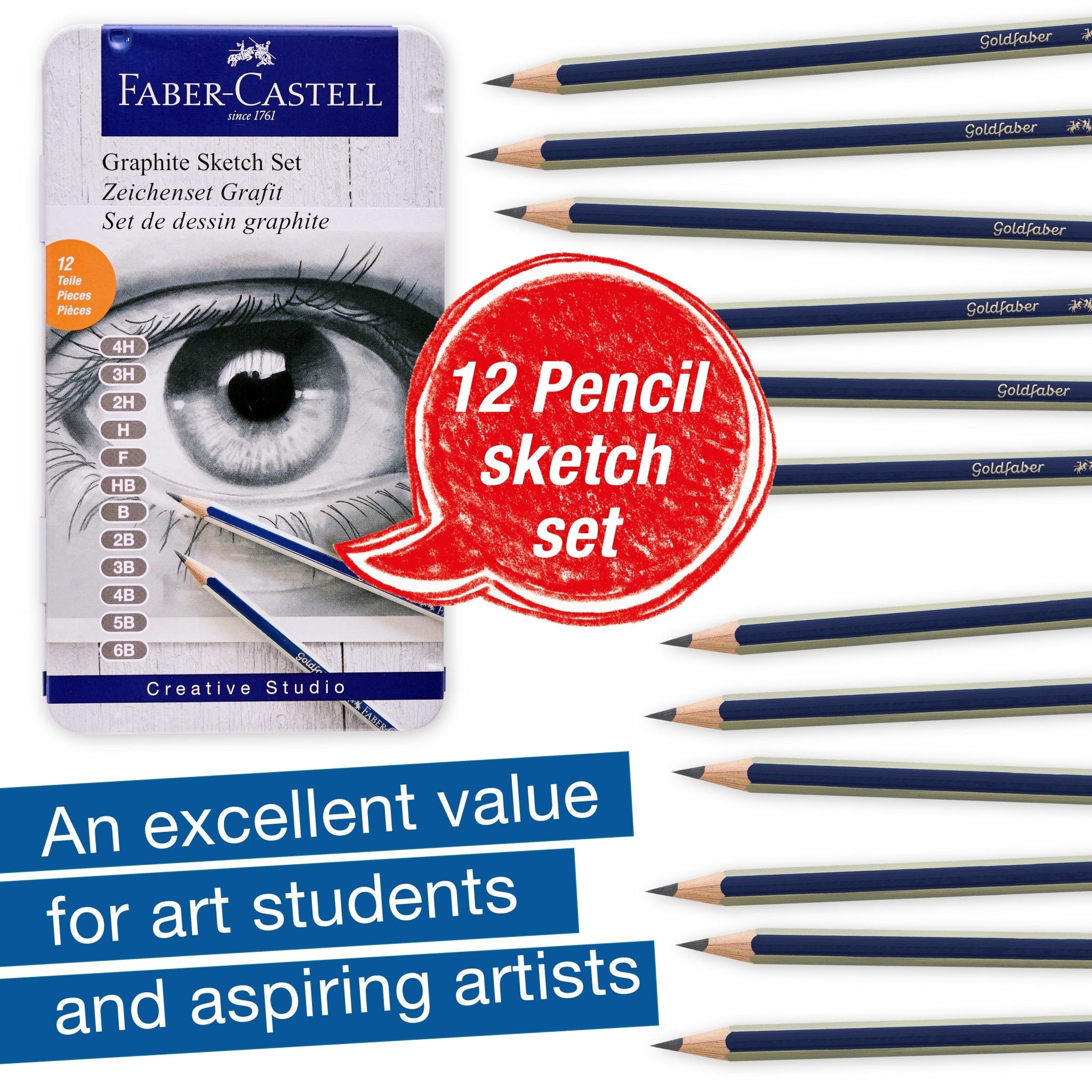 Goldfaber Graphite Pencils, Tin of 12 - #FC900012