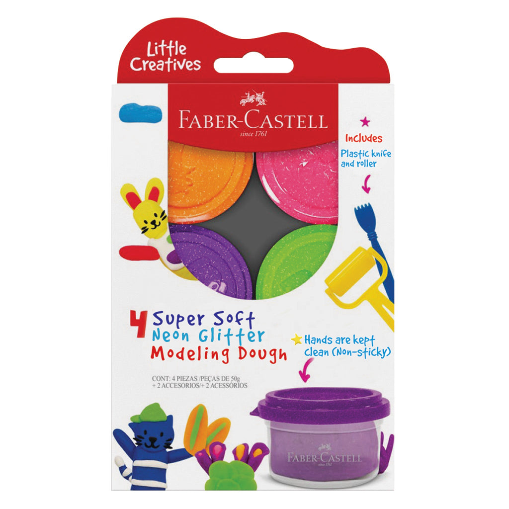 Little Creatives 4 Super Soft Modeling Dough, Neon Glitter - #FC370854
