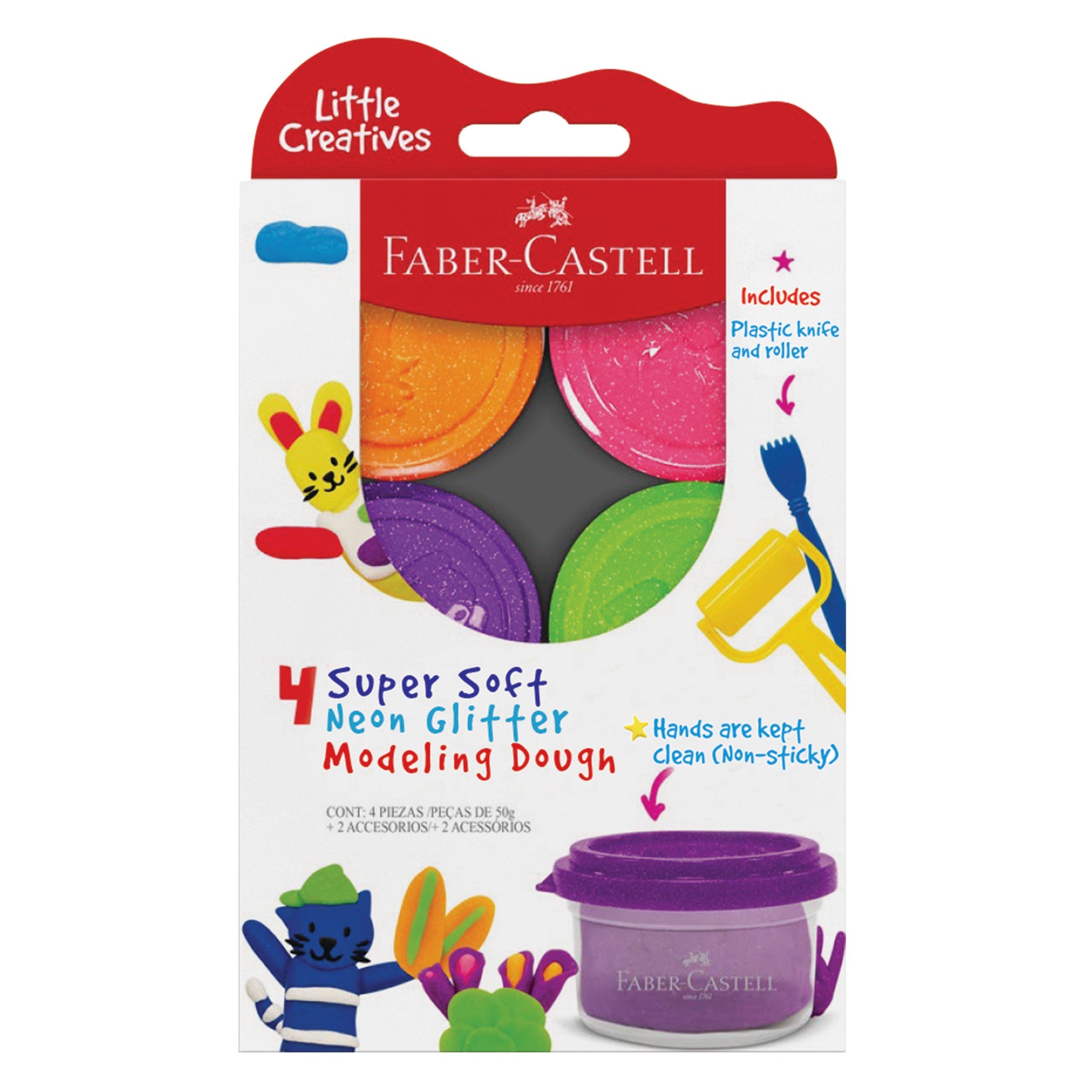 Little Creatives 4 Super Soft Modeling Dough, Neon Glitter - #FC370854