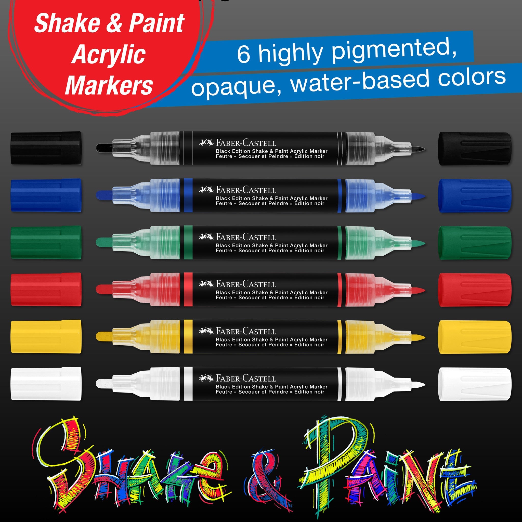 Black Edition Shake & Paint Markers - 6ct Classic - #FC285507