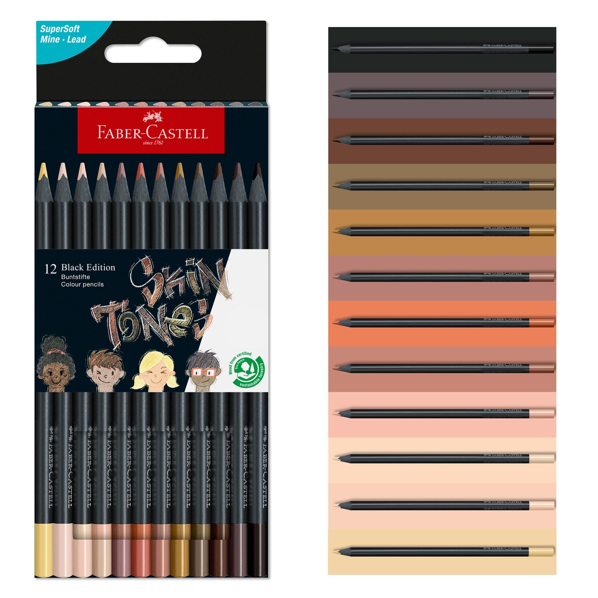 Black Edition Colored Pencils, Skin Tones - Box of 12 - #FC116414